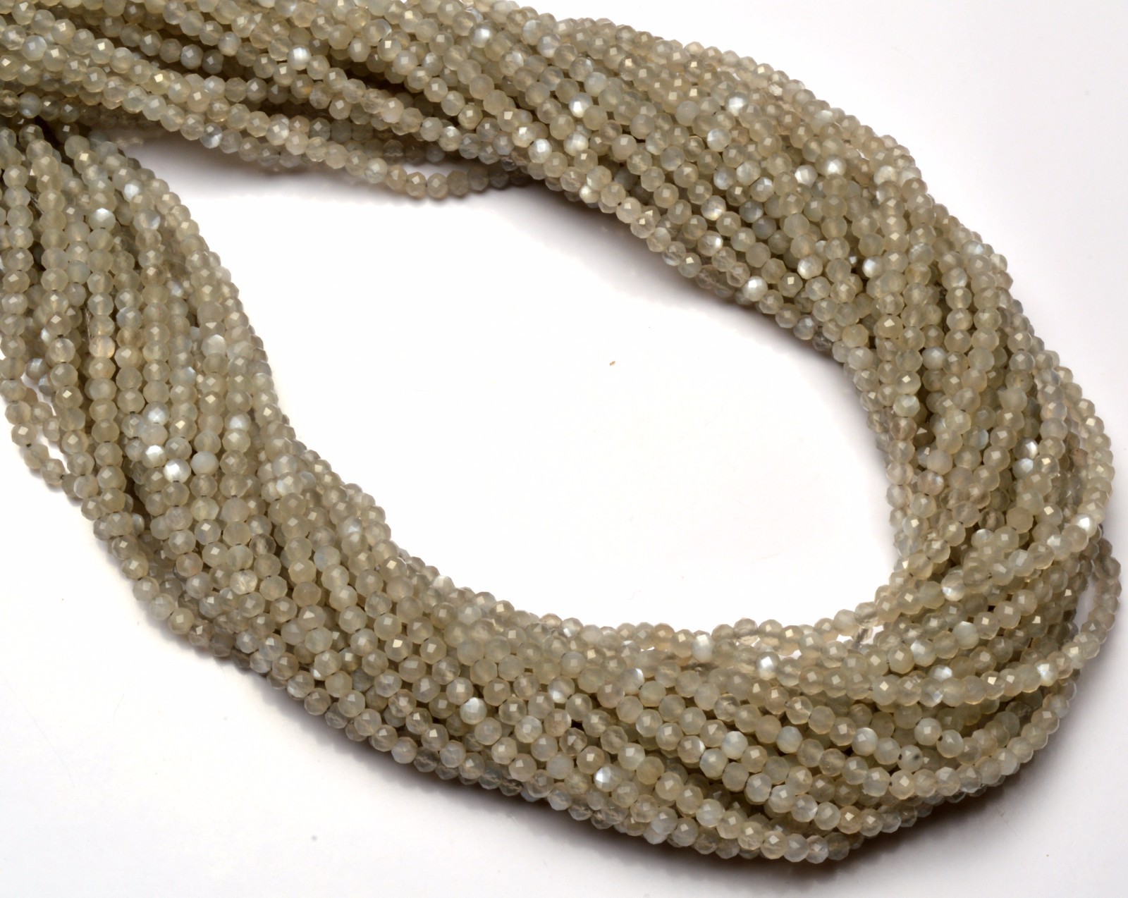 Natural Gem African Grey Moonstone 2.5MM Approx. Facet Rondelle Beads 13″ Strand