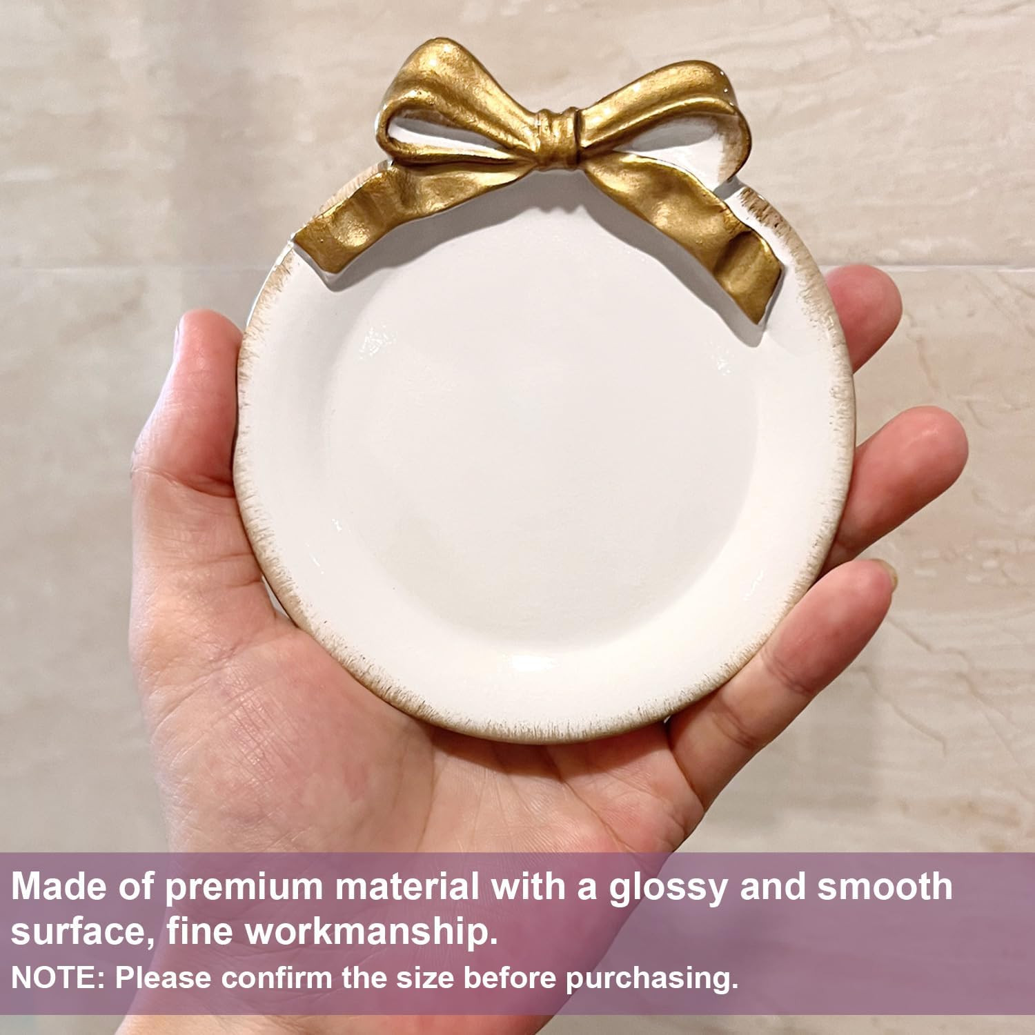 Vintage Resin Jewelry Tray Bow Decorative Storage Trinket Dish Tray for Rings