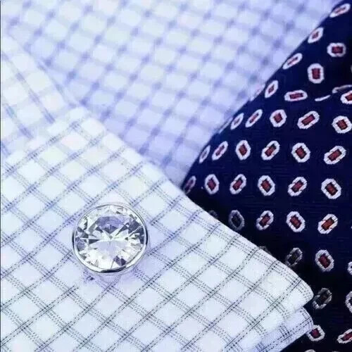 3.50Ct Round Cut Lab Created Diamond Men’s Cufflink 14K White Gold Finish Silver