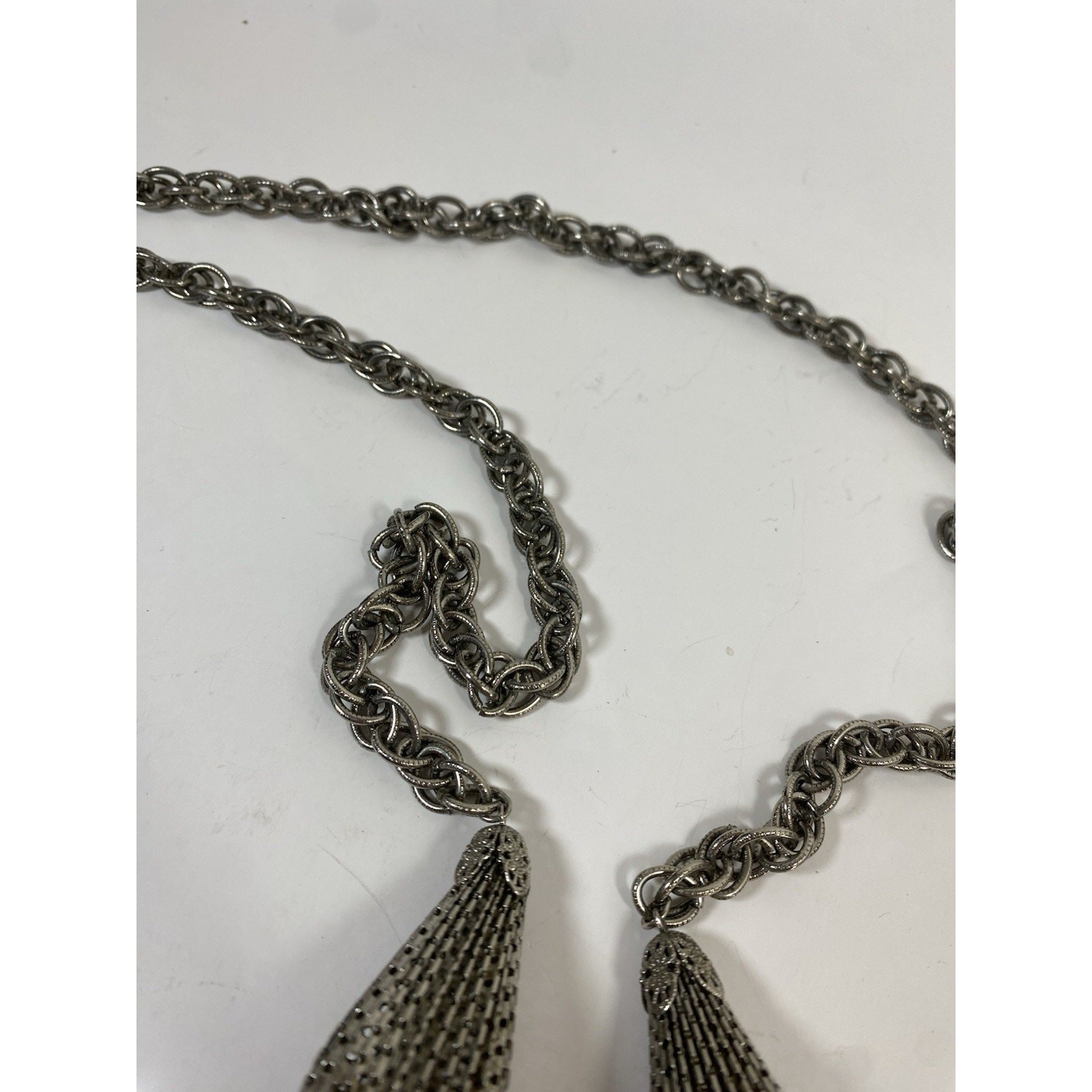Vintage Silver Tone Lariat Necklace 32 In Long Women’s Fashion Jewelry
