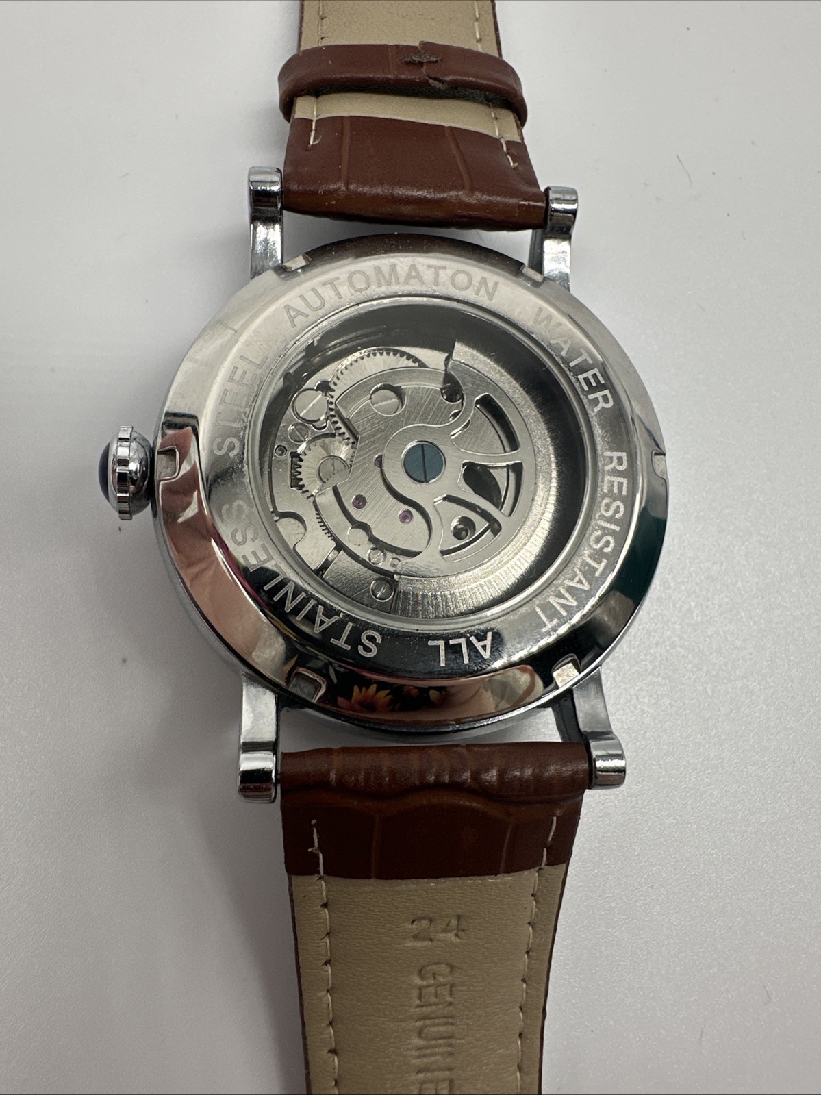 BIBI Men’s Luxury Watch B0108, 47mm Skeleton Dial, Leather Strap, New