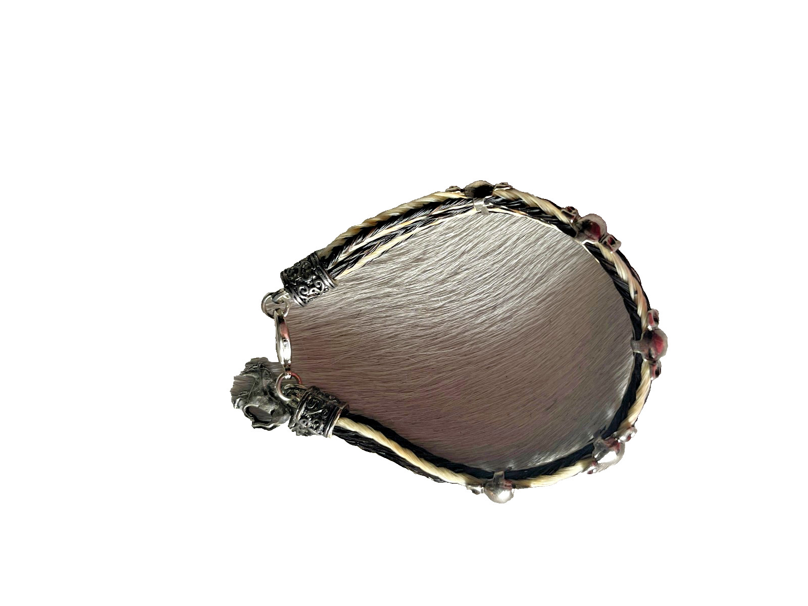Western Womans Bracelet 8 x 3/8 in Horsehair Silver Concho Lobster Multicolo