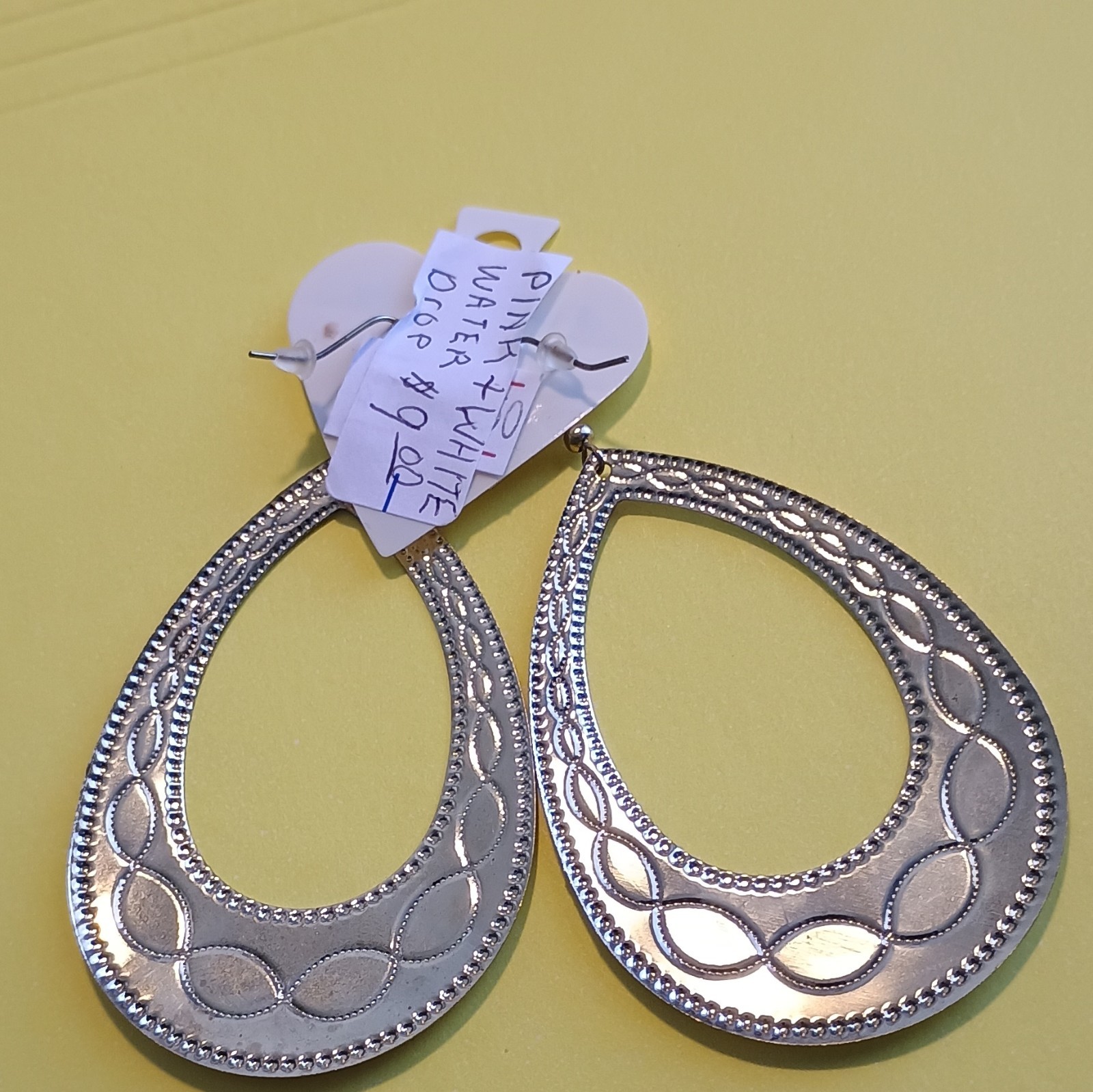 1 Pink & White Enamel Teardrop And 1 Red Enamel Earrings. Both For $9