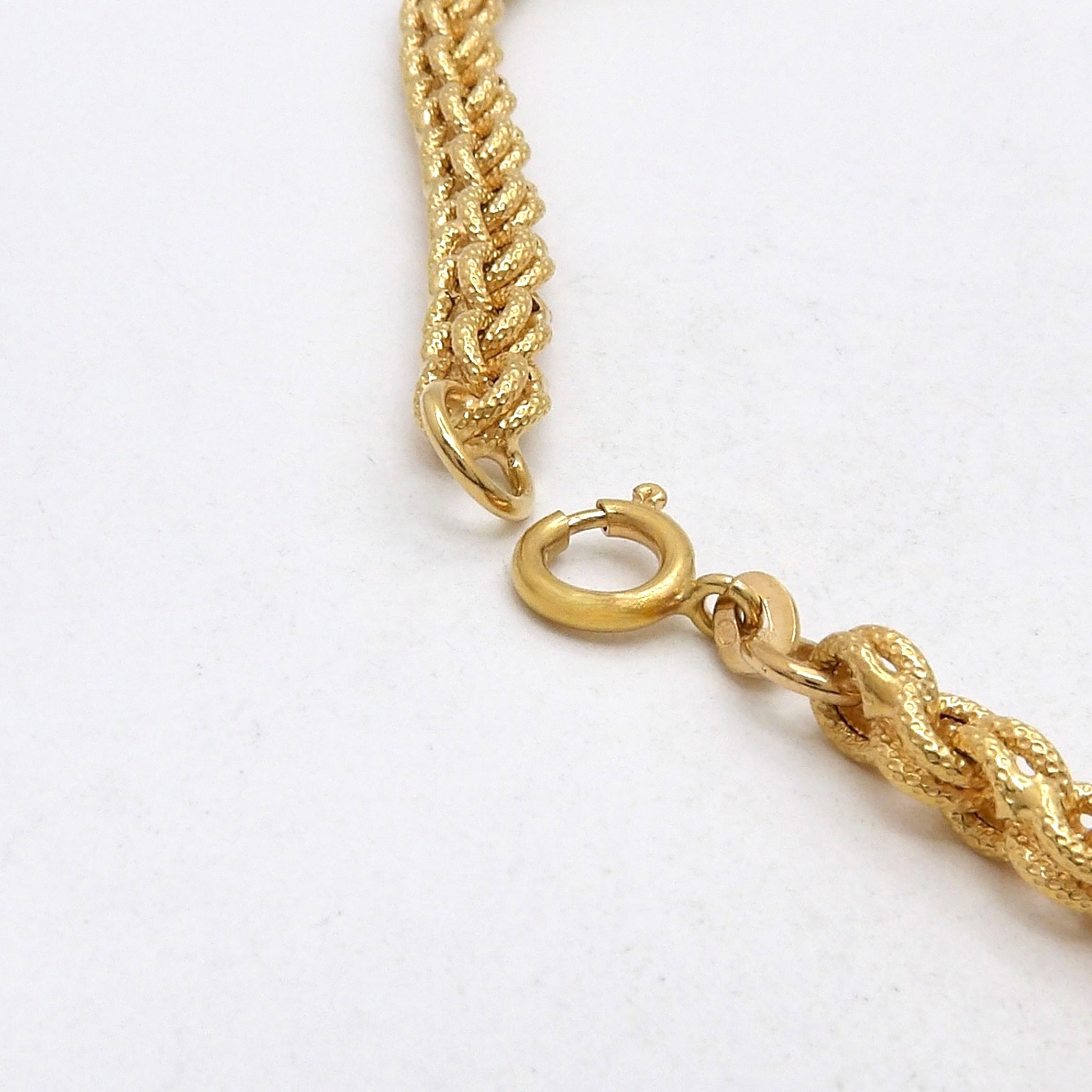 Solid 18k Gold Textured Chino Double Link Chain Necklace 20.5in 750 Italy 6mm