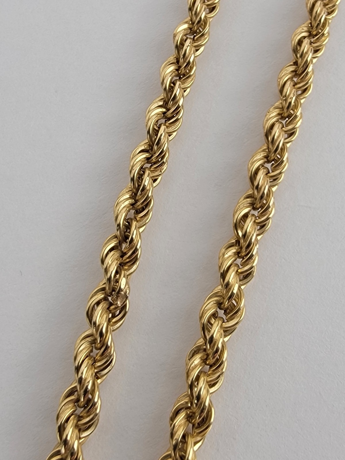 18k Yellow Gold Italy Rope Necklace 25 Inch 12 Grams Semi Hollow. 3MM Wide