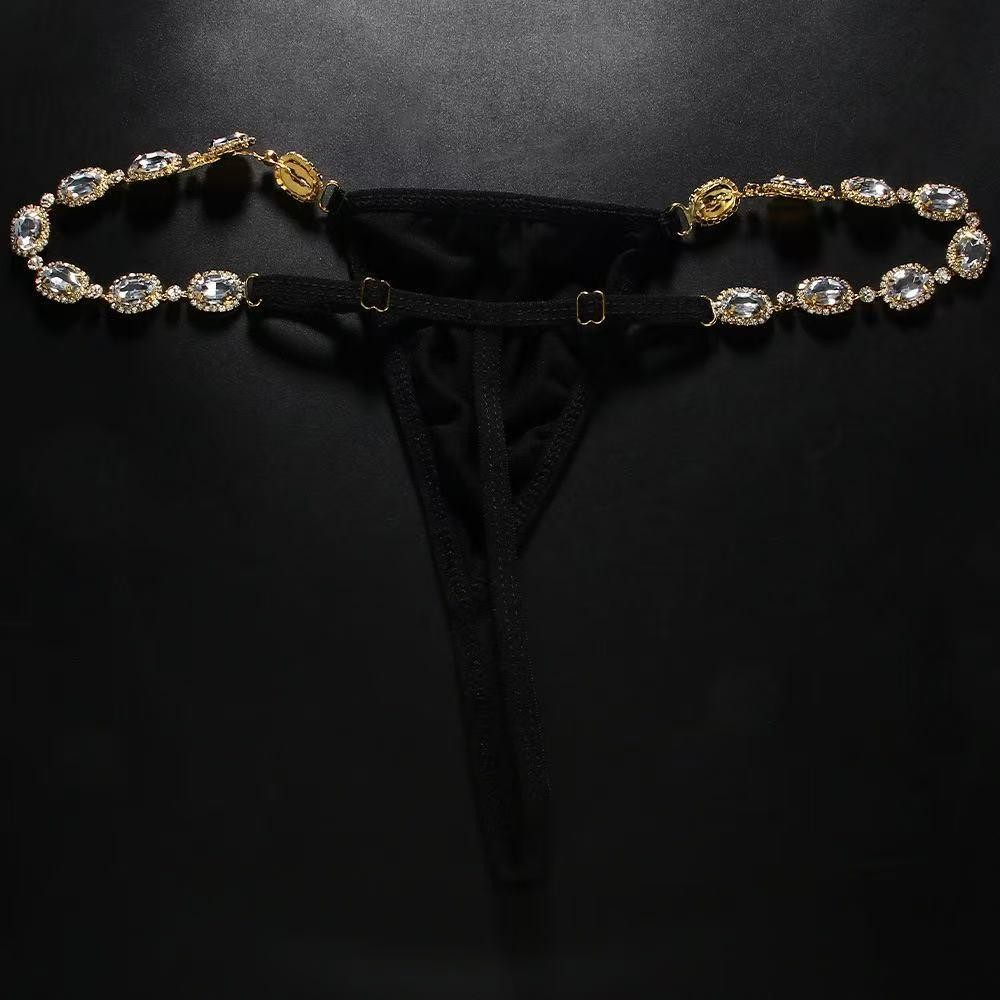 Luxury Women’s Sexy Rhinestone Thong Lingerie Body Jewelry Beach Accessory