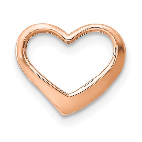 14K or 10k Yellow White or Rose Gold 2-D Floating Heart Slides Charm Pendant