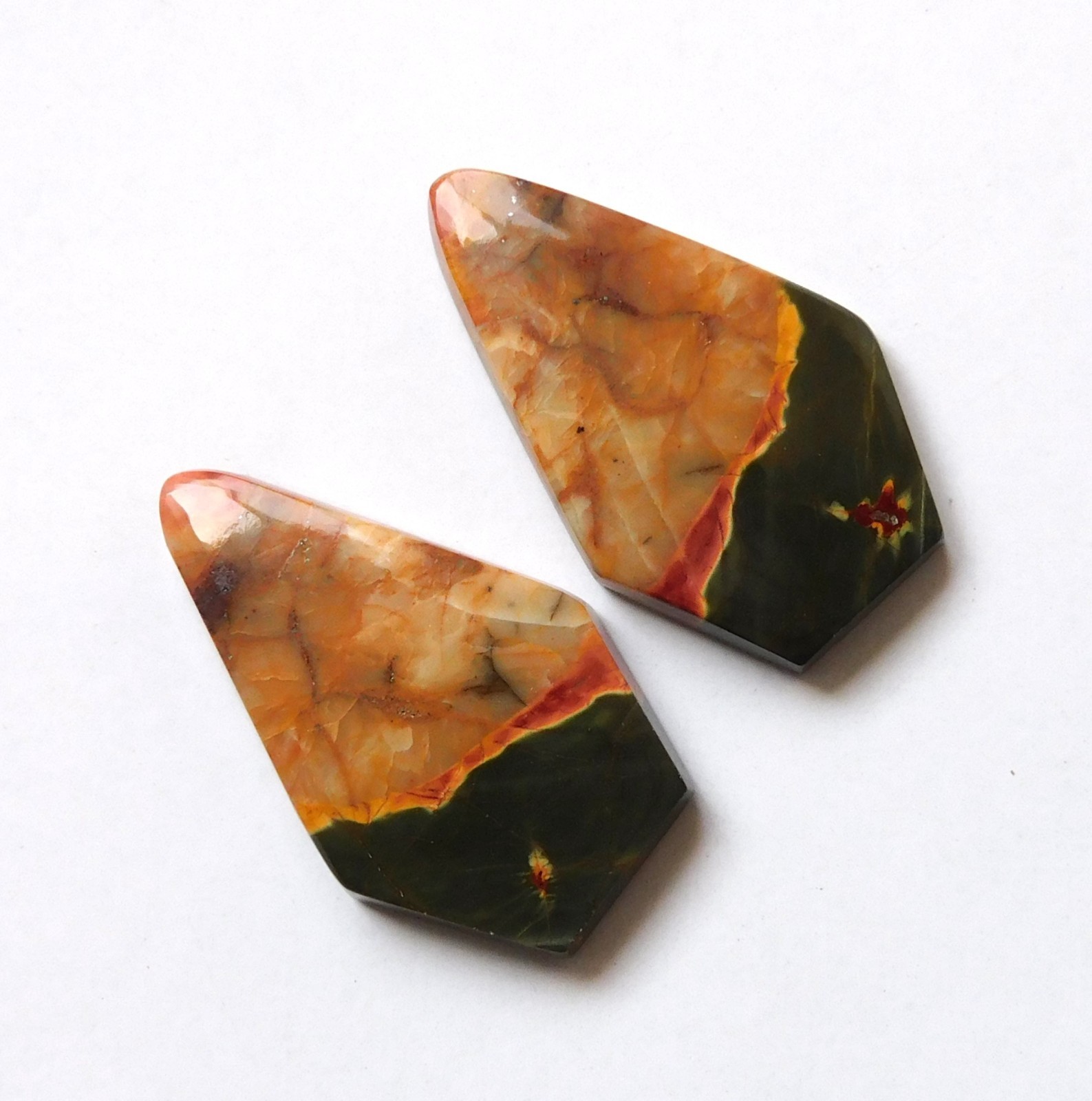 24.25Cts Natural Cherry creek Jasper(26mmx15.4mm each)Cabochon Match Pair YA26