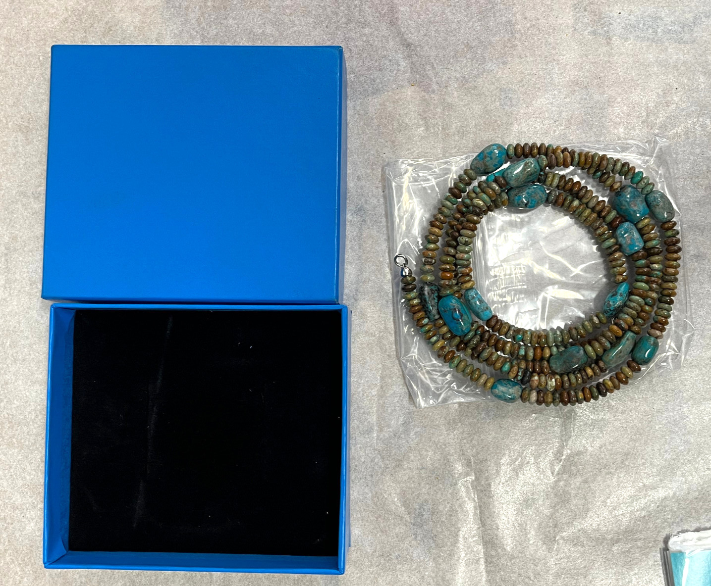 Mine Finds By Jay King Signed Turquoise Sterling Silver Beaded Necklace w/ Box