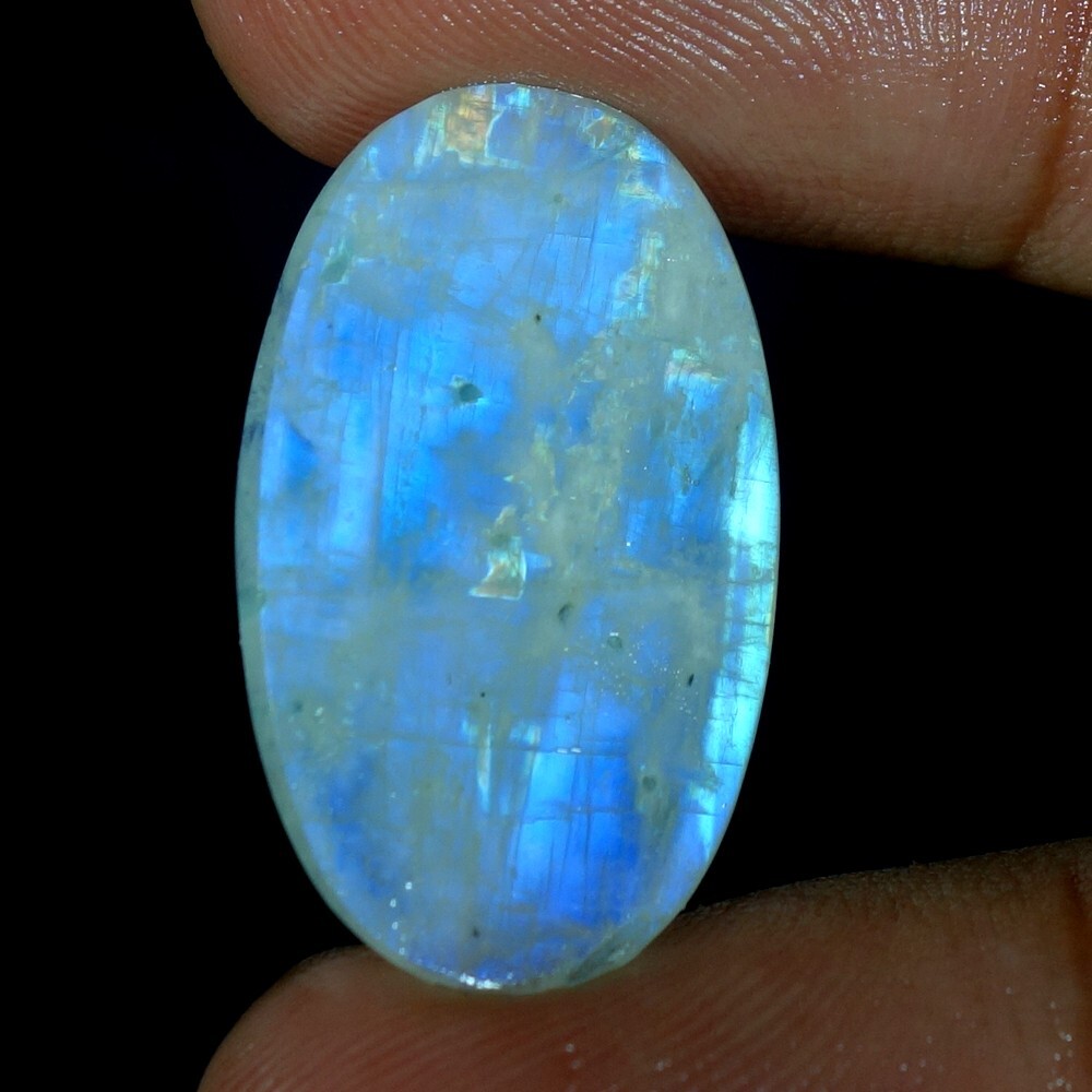 100% NATAL BLUE FIRE WHITE RAINBOW MOONSTONE CABOCHON GEMSTONE 22.30 CTS