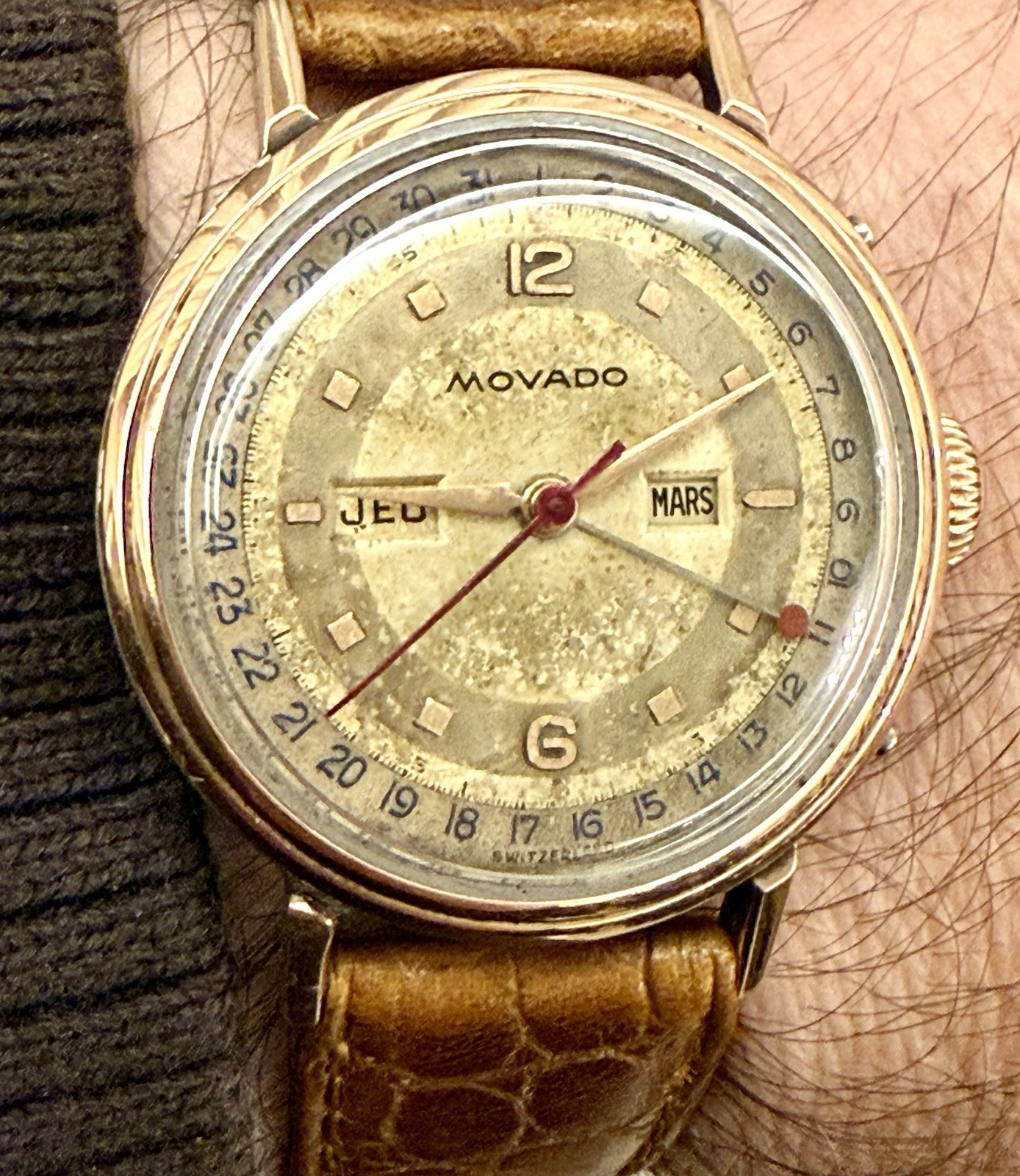 ⌚Ultra Rare Movado Triple Calendar Gold-Capped Hand-Wind Vintage Swiss⌚