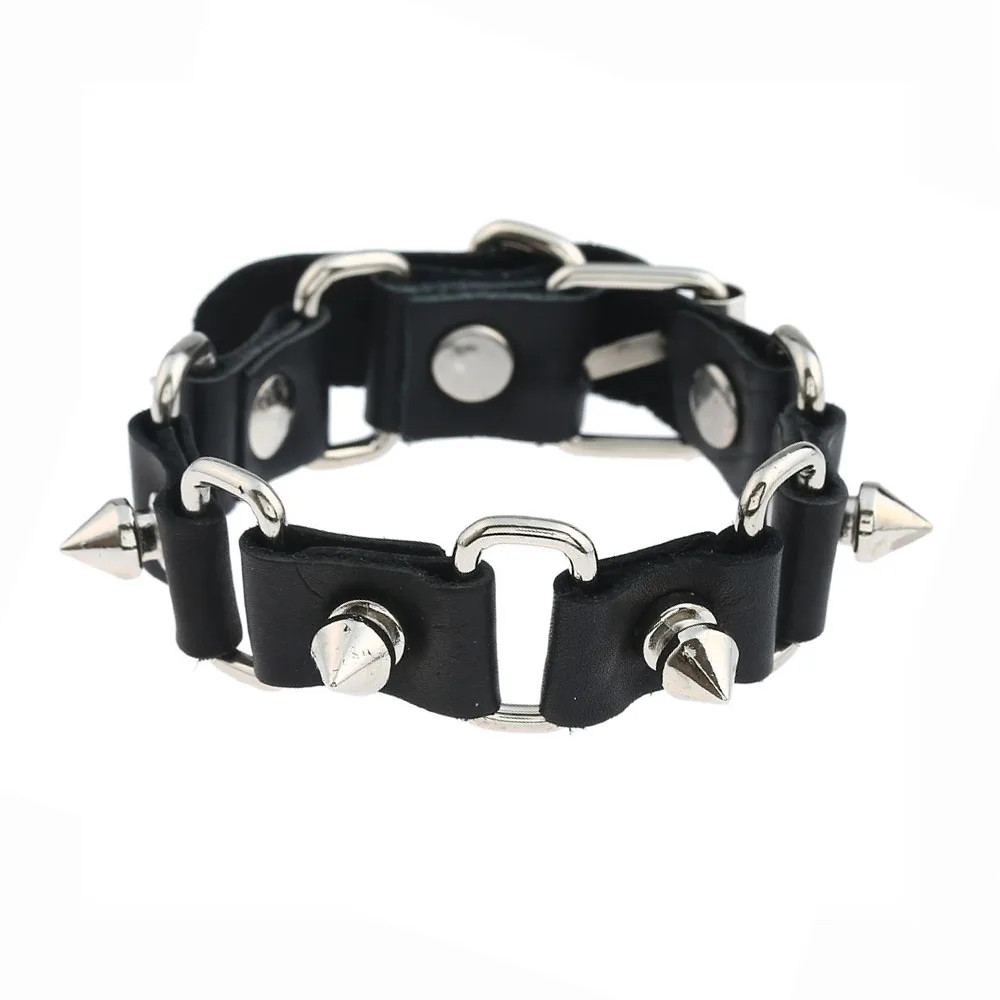 Punk Rivet Star PU Leather Bracelet for Women Men Hip Hop Gothic Dark Girl Rock