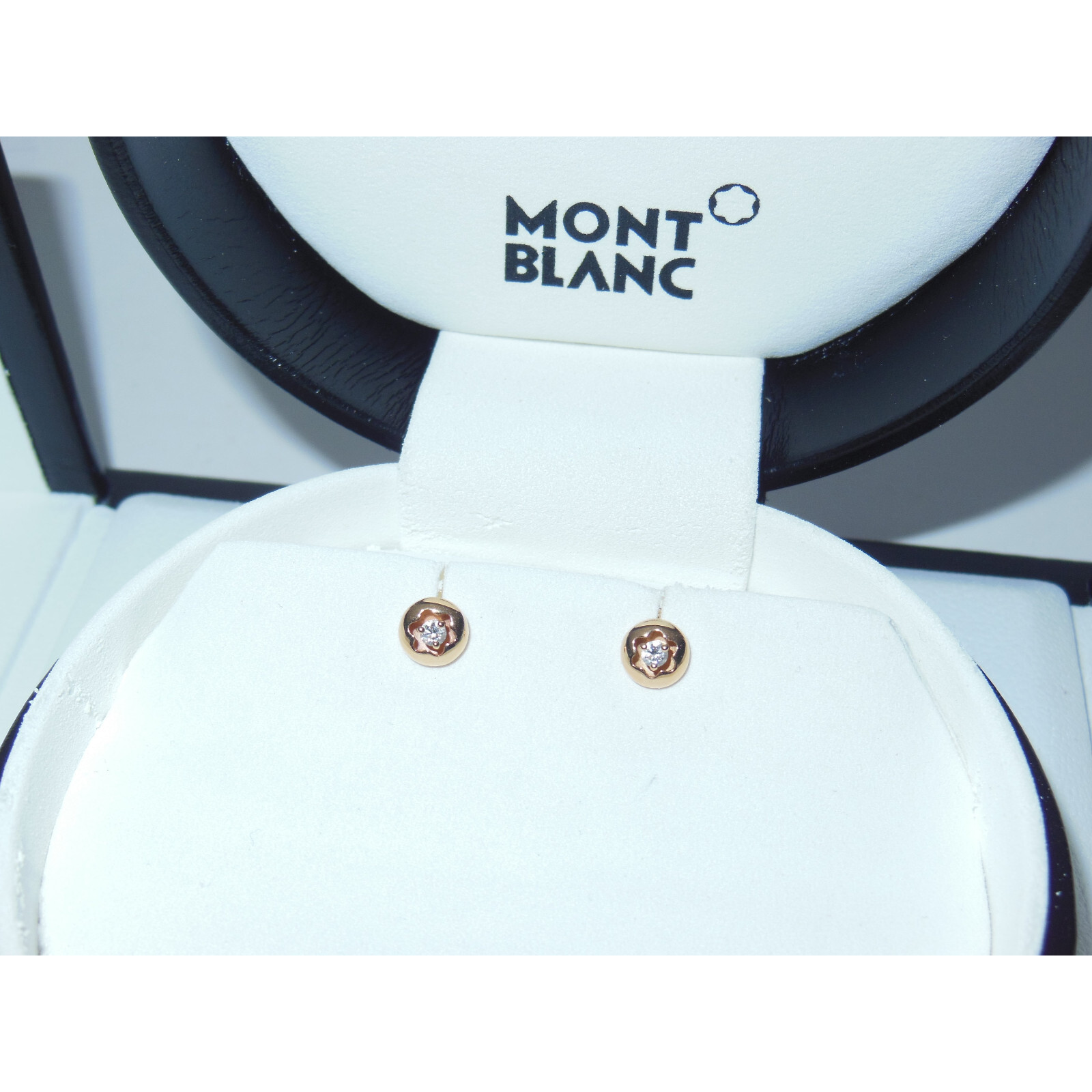 NOS* Montblanc Souvenir d’Etoile 18K Pink Gold 0.05ct Diamond Stud Earrings