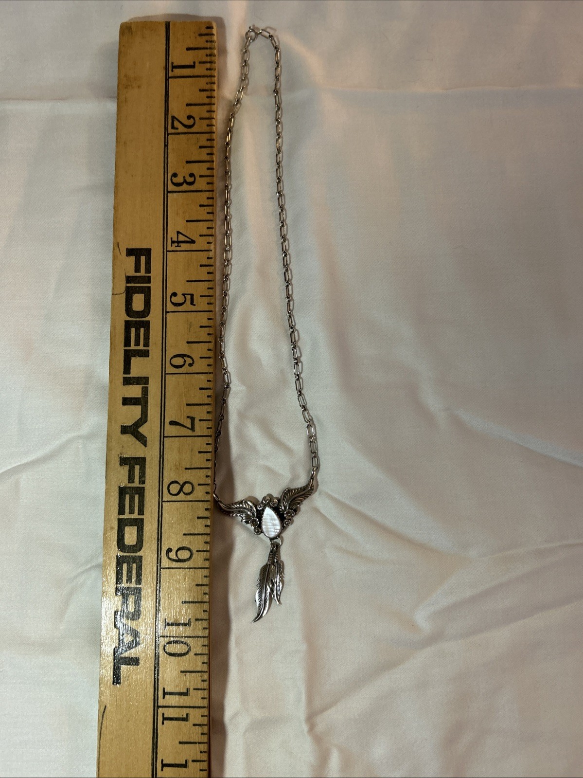 Vintage Navajo Shop-Cast Sterling Silver Feather Necklace 10.7 Grams 16″ Chain