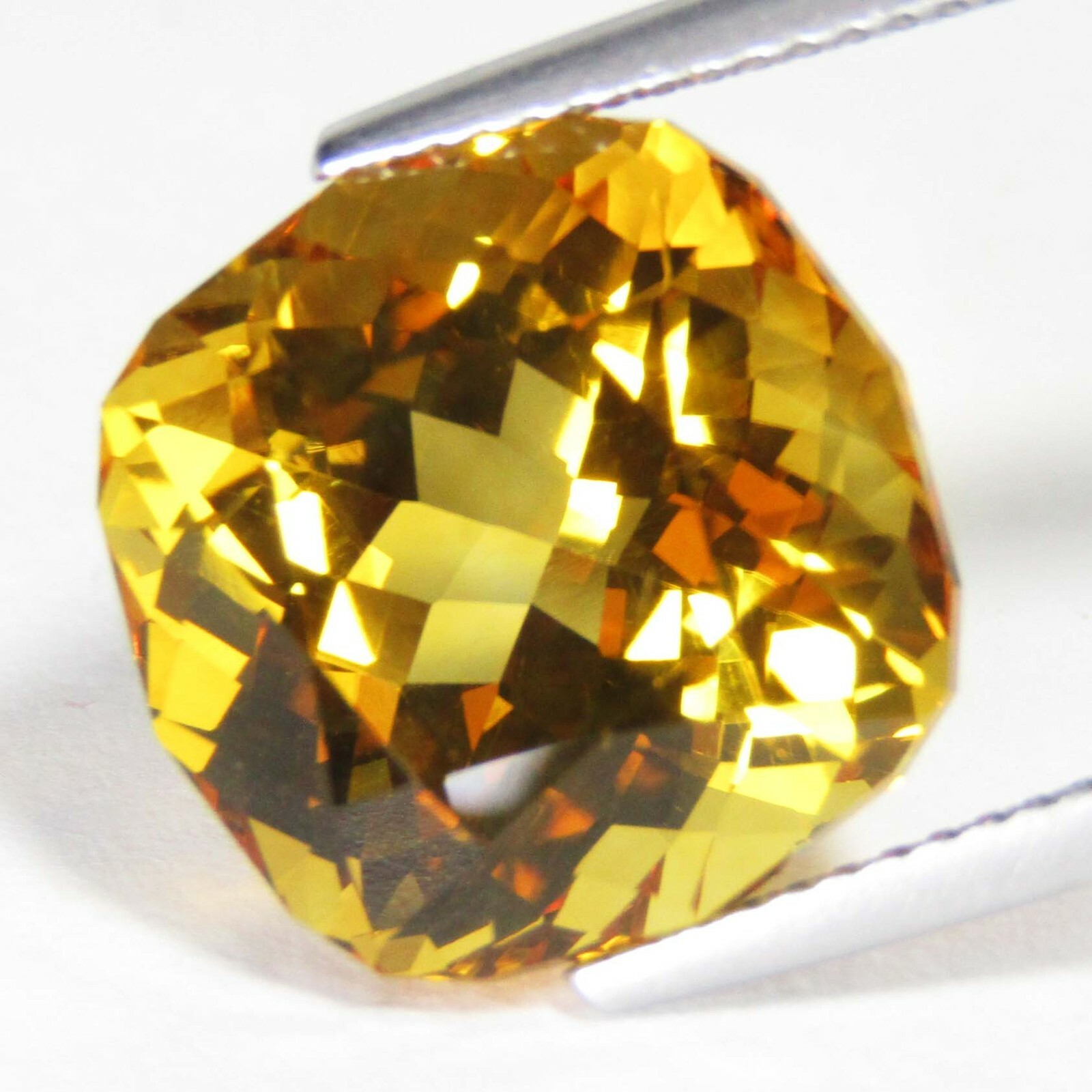 11.70Cts Lustrous Natural Citrine 14mm Cushion Custom Cut Collection Gemstone