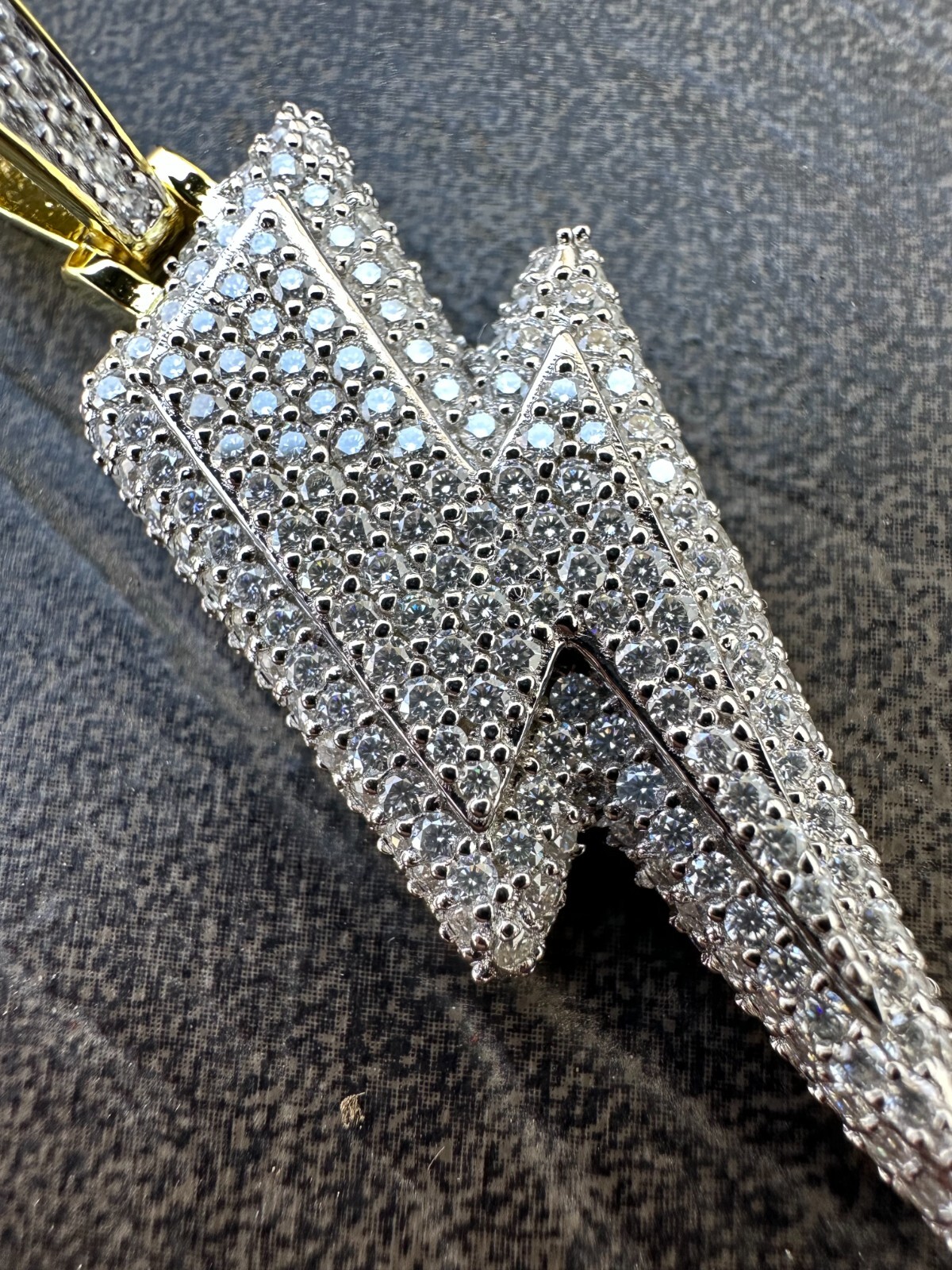 VVS MOISSANITE Iced Hip Hop Real Silver / Gold Lightning Bolt Necklace Pendant