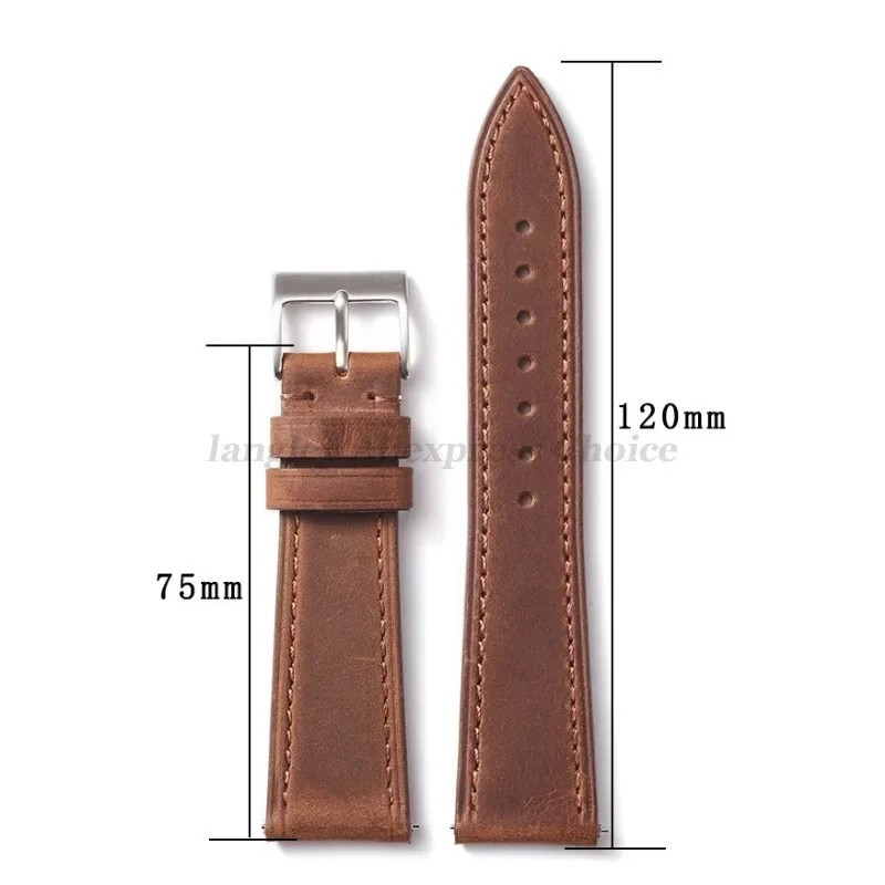 Crazy Horse Genuine Leather Watch Strap Mens Quick Release Band 18 19 20 21 22mm