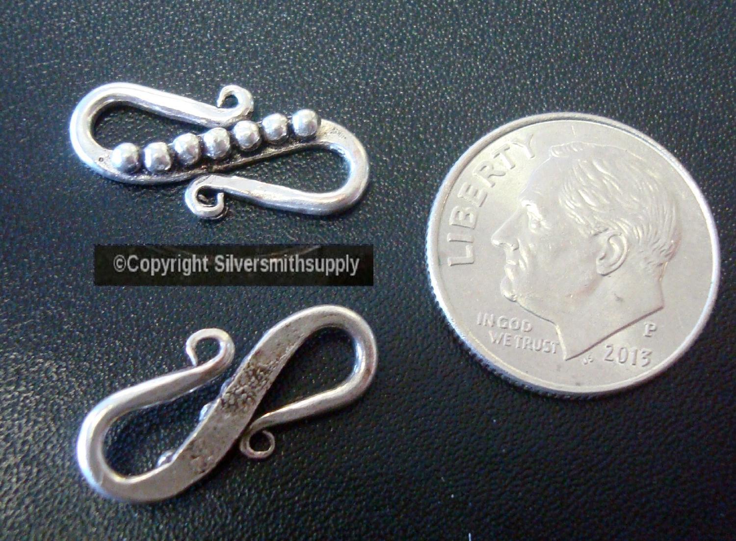 CLASPS S Hook six handmade jewelry clasps silver plated findings FPC005B