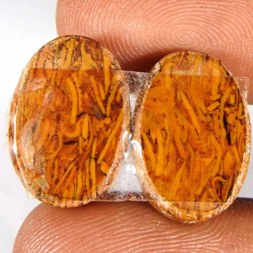 13.90Cts100%Natural Best Grade Mariam Jasper Oval Pair Cabochon Gemstone