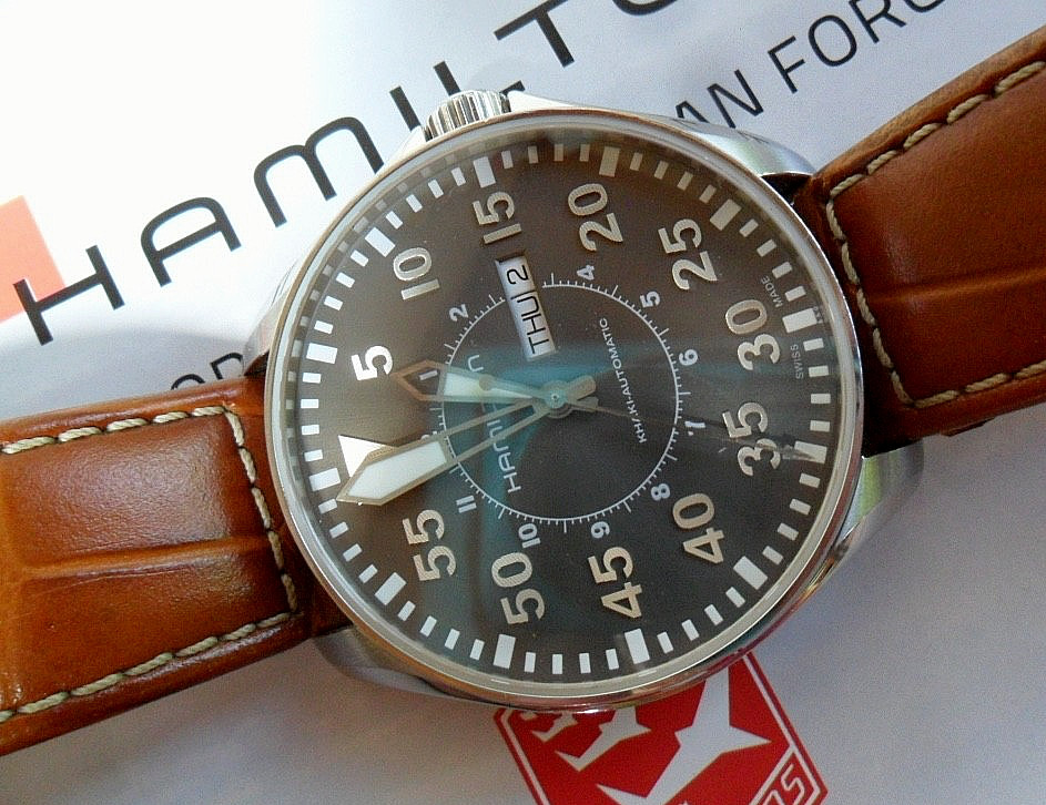 46 mm S/S Men’s Hamilton Khaki Pilot 25 Jewel Swiss Automatic Watch H647150 Runs