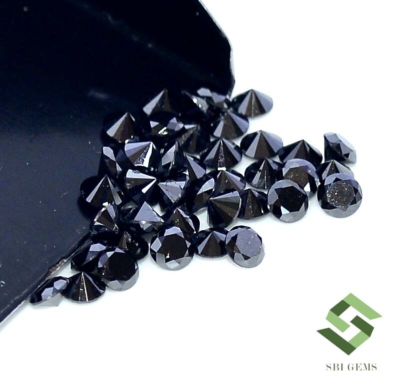 2.50 mm Natural Black Diamond Round Cut Lot 10 Pcs 0.76CTS Calibrated Loose Gems