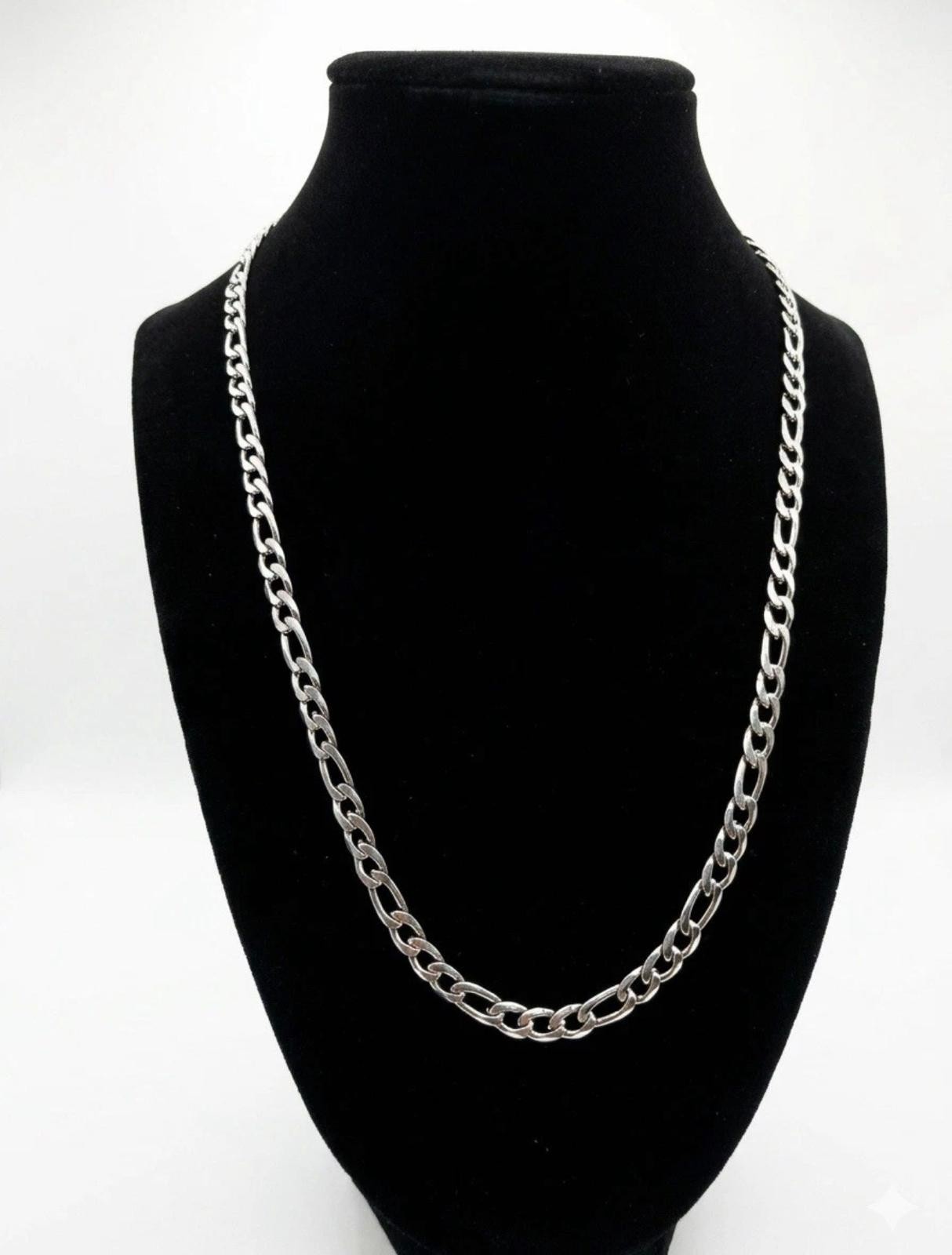 20” 5mm Figaro Link Necklace Stainless Steel Silver Chain Unisex