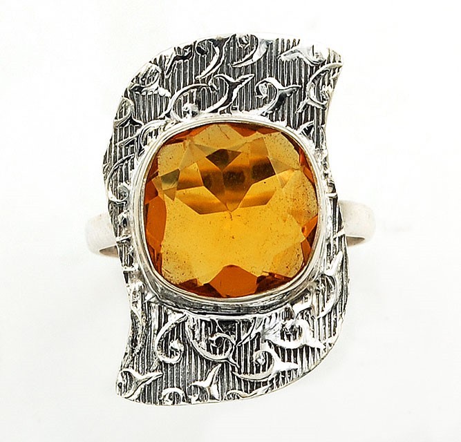 2CT Natural Golden Citrine 925 Solid Genuine Sterling Silver Ring Sz 8.5 @B13-3