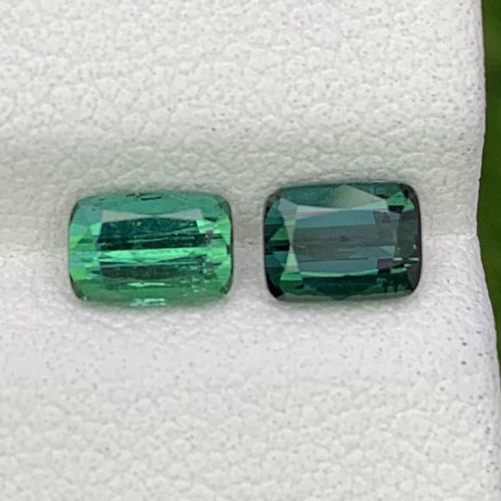 1.25 Cts Natural Green Tourmaline Pair Cushion Cut SI Afghanistan Ring Gemstones