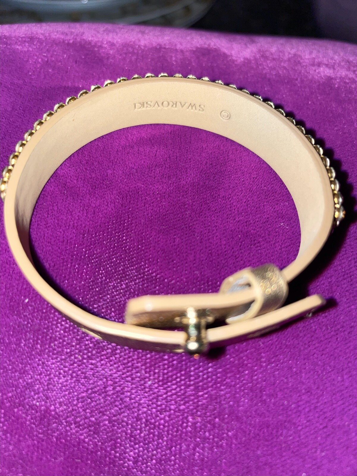 SWAROVSKI WRAP Bracelet ALCANTARA WITH CRYSTAL METALLIC CHAMPAGNE SWAN MARK NEW