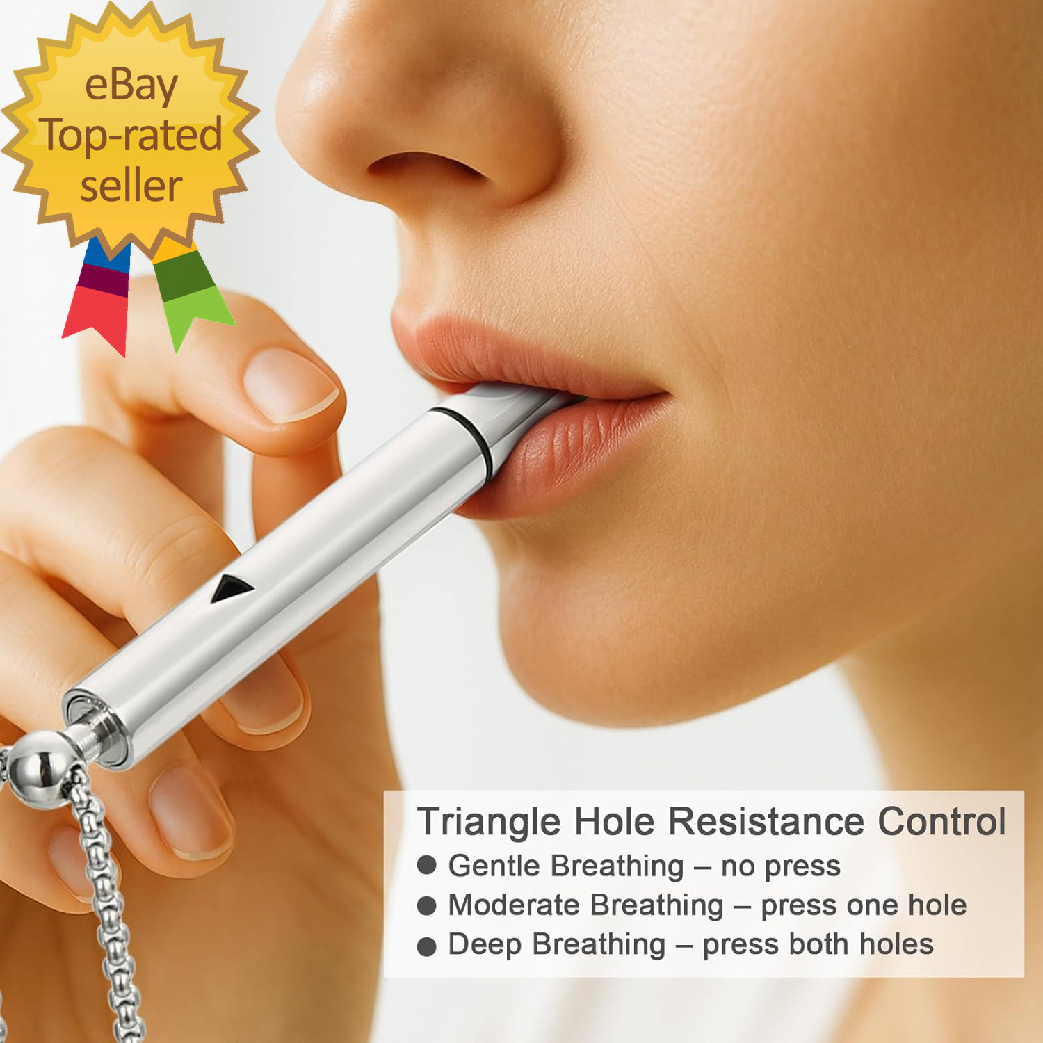 Breathing Necklace with Adjustable Resistance Quit with Refillable Mint Pods