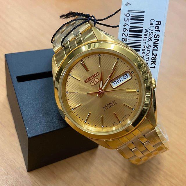 Seiko 5 SNKL28K1 Automatic Gold Tone Stainless Steel Analog Men’s Casual Watch