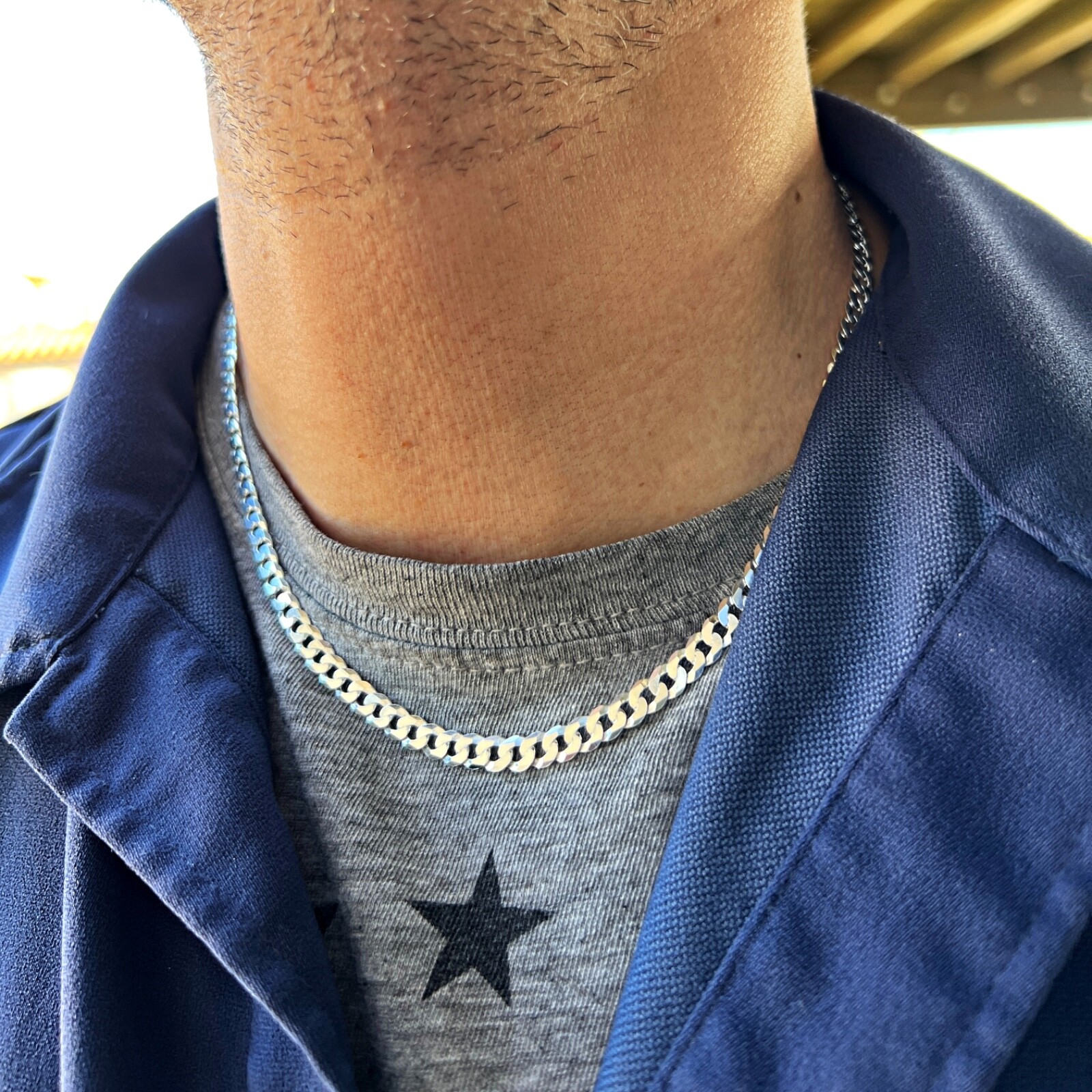 Real Italy 925 Sterling Silver Flat Cuban Link Chain Necklace Mens & Women 5MM