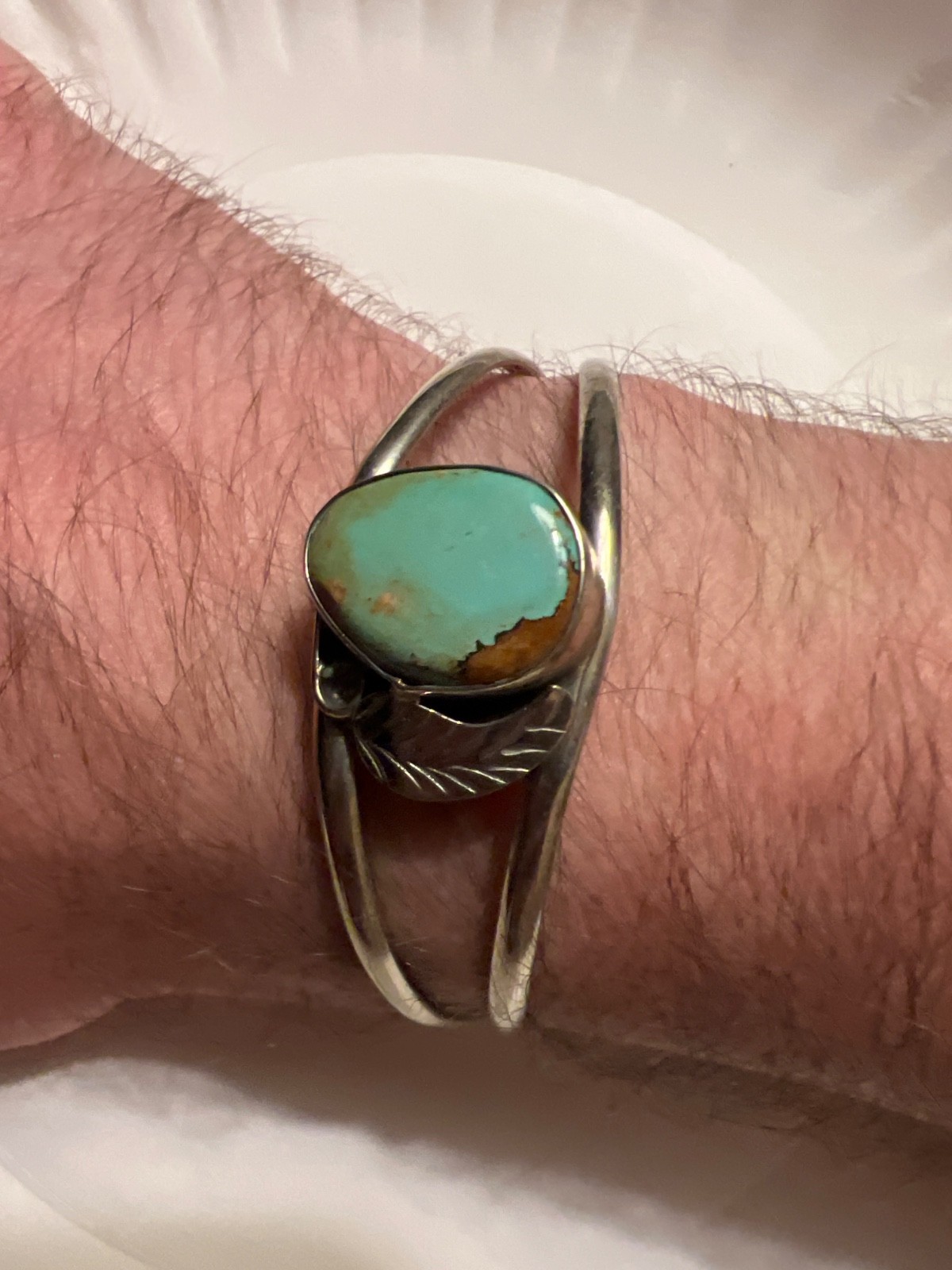 Real Turquoise, SW Alpaca Turquoise Cuff Adult- Medium Bracelet