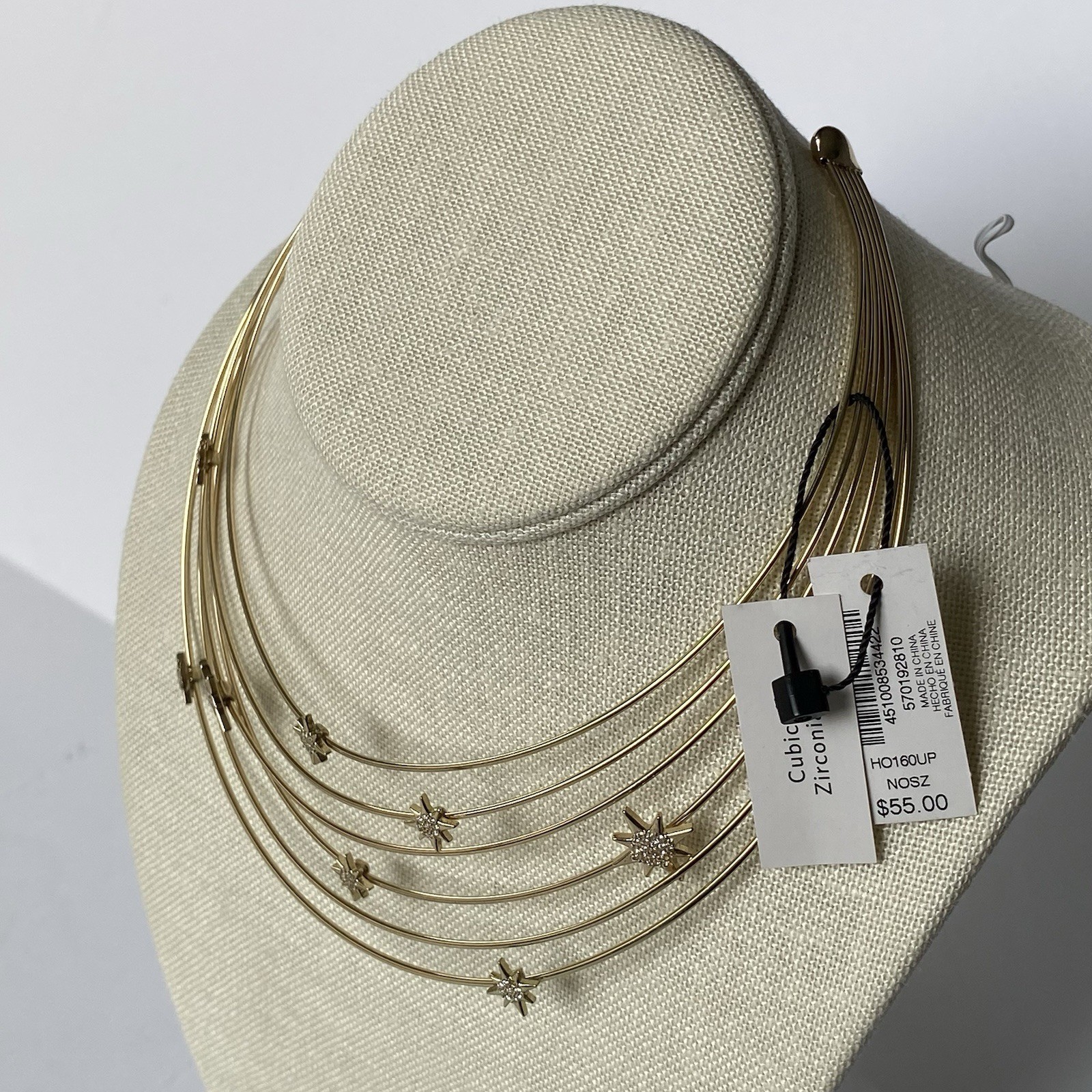 White House Black Market Necklace NWT Collar Bib Cubic Zirconia Stars NEW $55