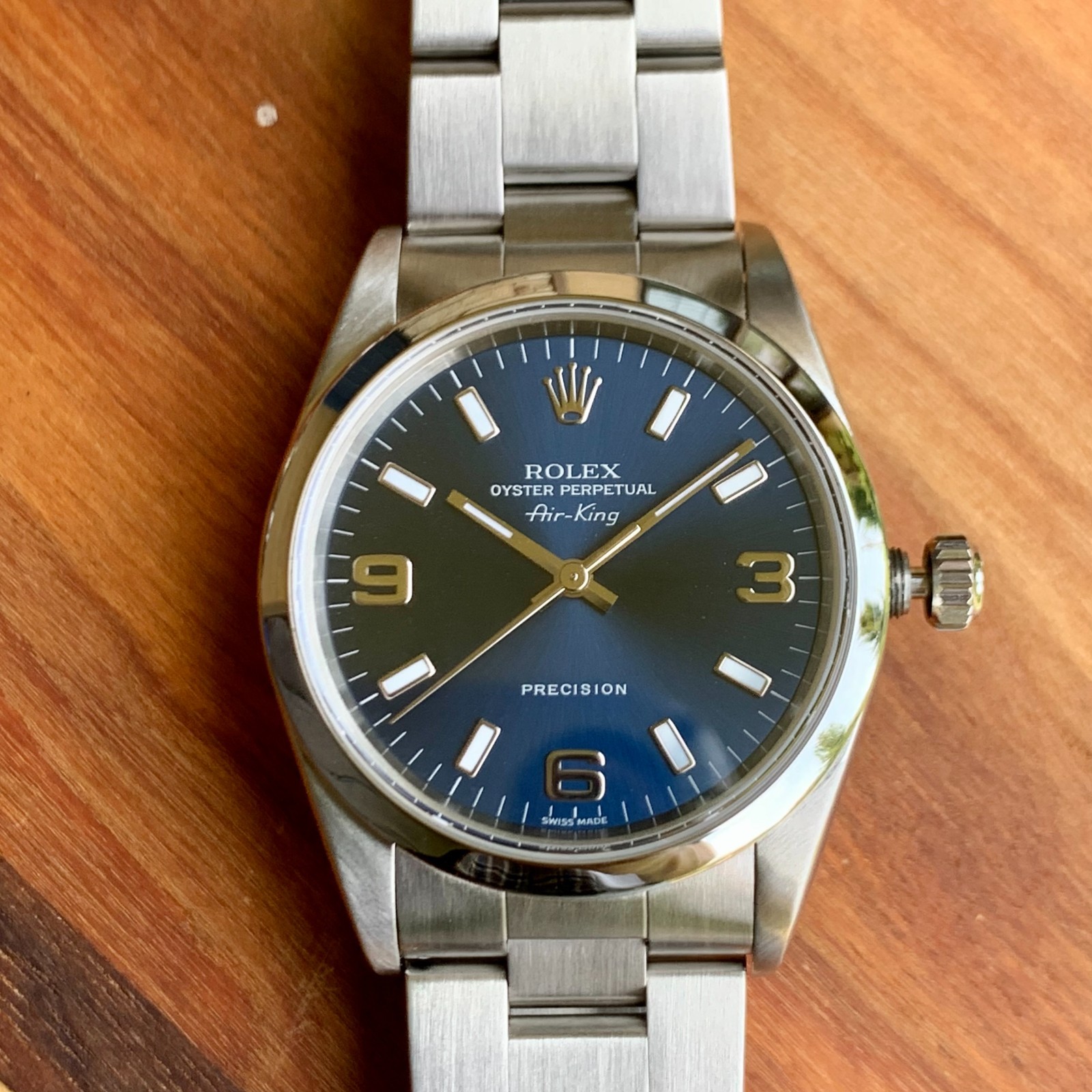 2004 Rolex Air-King Oyster Perpetual 14000M Blue Dial Automatic Watch – Mint