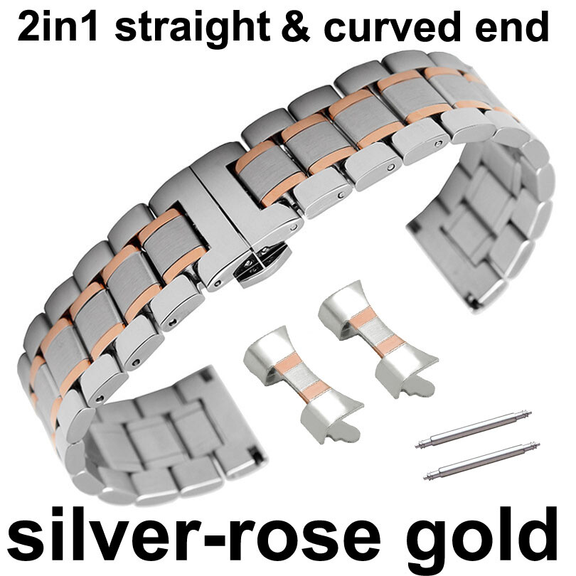 12mm 15 16 17 18 19 20 21 22 23 24mm Curved End Watch Band Stainless Steel Strap