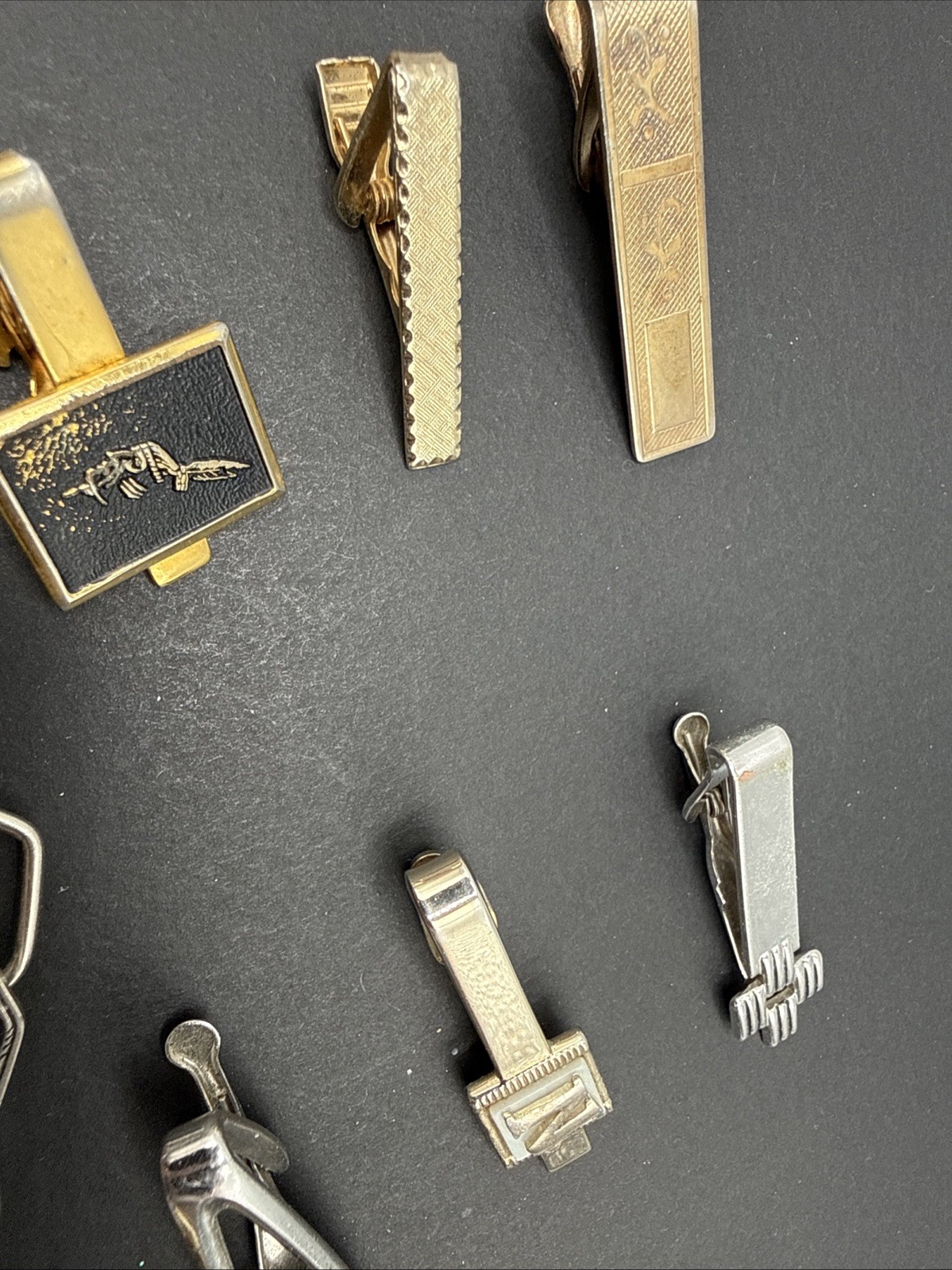 Lot Of Tie Clips And Other Vintage Clip Silver Gold Tone J4