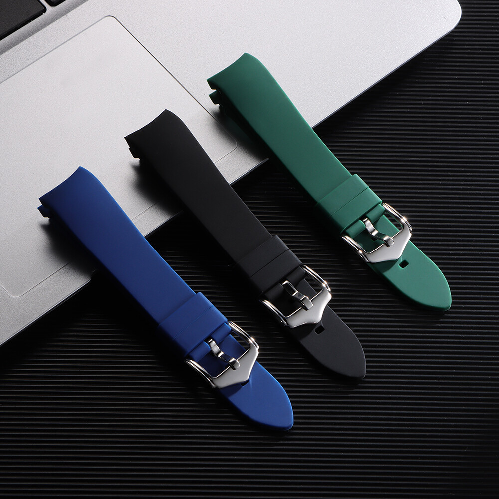 Curved End Watch Band Soft Silicone Rubber Strap Universal 18/19/20/21/22/24mm