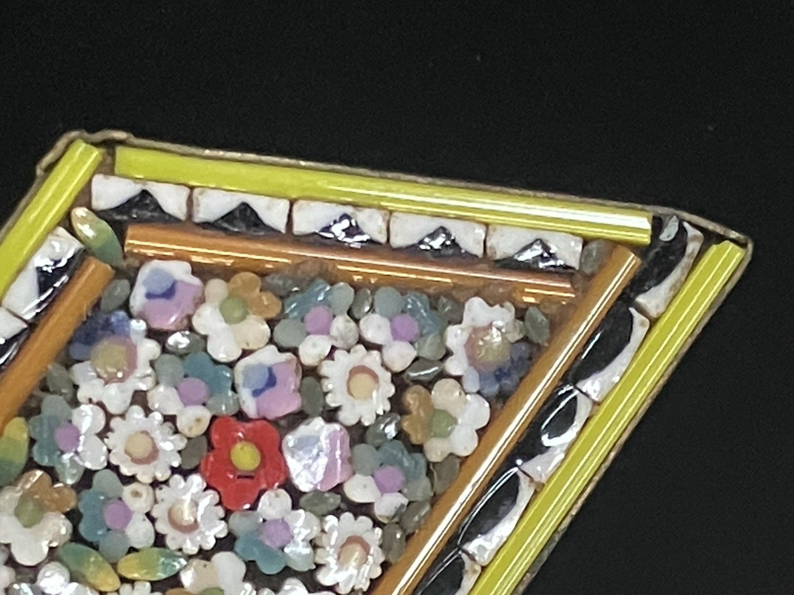 Vintage Micro Mosaic Pin In vibrant Colors Made in Italy