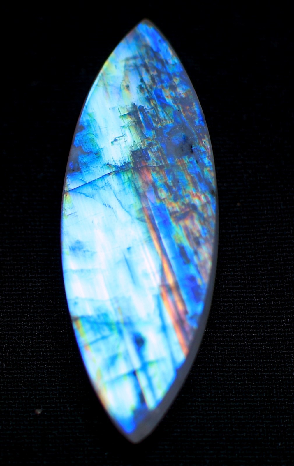 11 Ct 5X10X19 mm Natural Blue Fire Rainbow Moonstone Fancy Cabochon Gems RQ-309