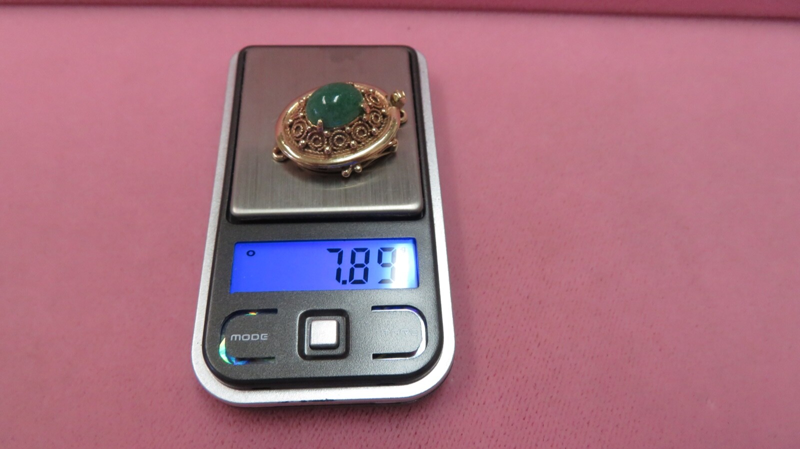 Vtg 14k Solid Filigree Y. Gold Aventurine Clasp for Single Strand Beads 7.89 G