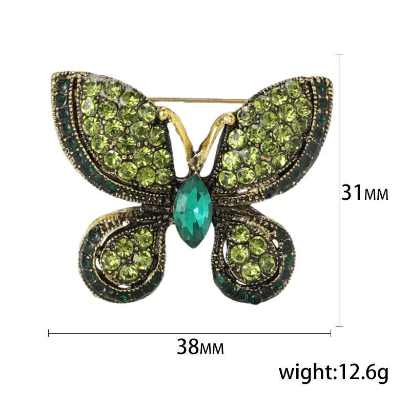 Metal Tone Rhinestone Butterfly Brooch Unisex Insect Wing Brooches Jewelry