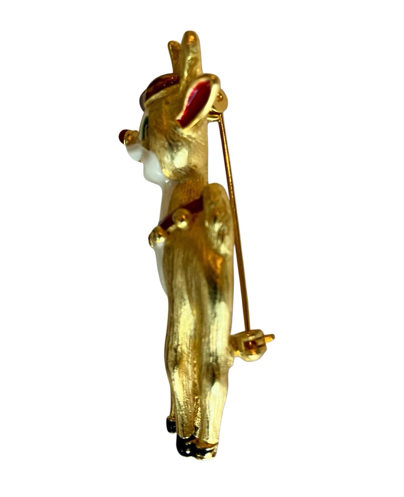 Vtg Rudolph The Red Nosed Reindeer Brooch Gerry’s Gold Tone Enamel