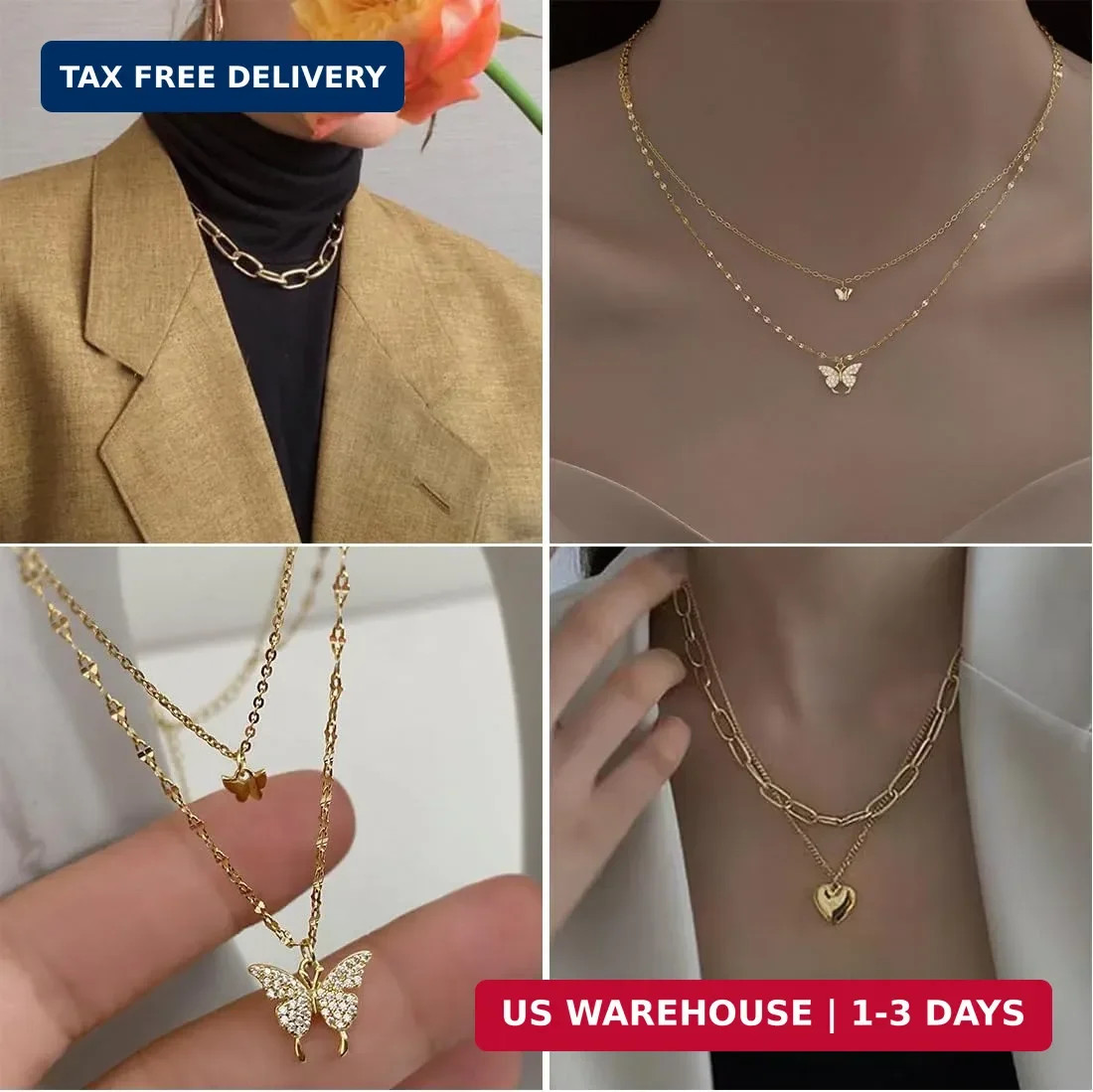 47pcs Gold Jewelry Set With 3 PCS Necklace, 11 PCS Bracelet,20pcs Hoop Stud Earr