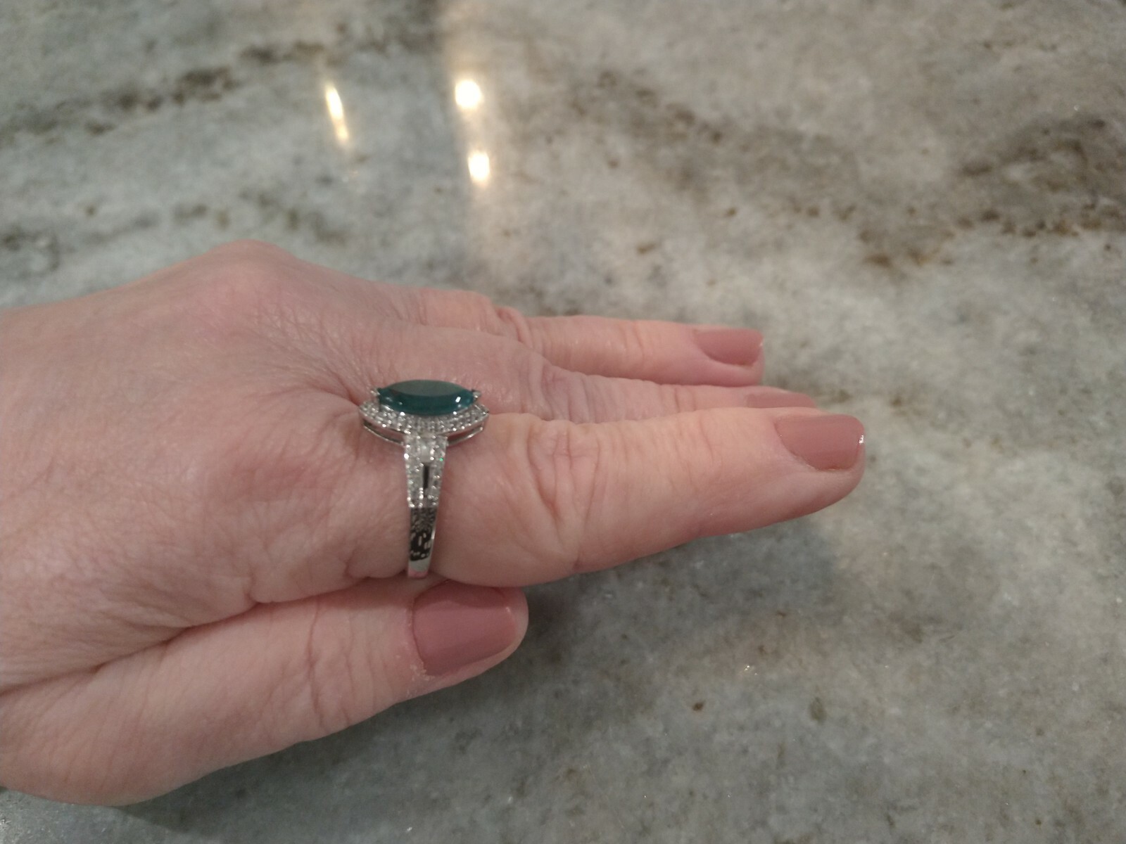 2.50 Cts AAA Grandidierite, Natural White Zircon Halo Ring/Plat/SSlvr, Sz 10