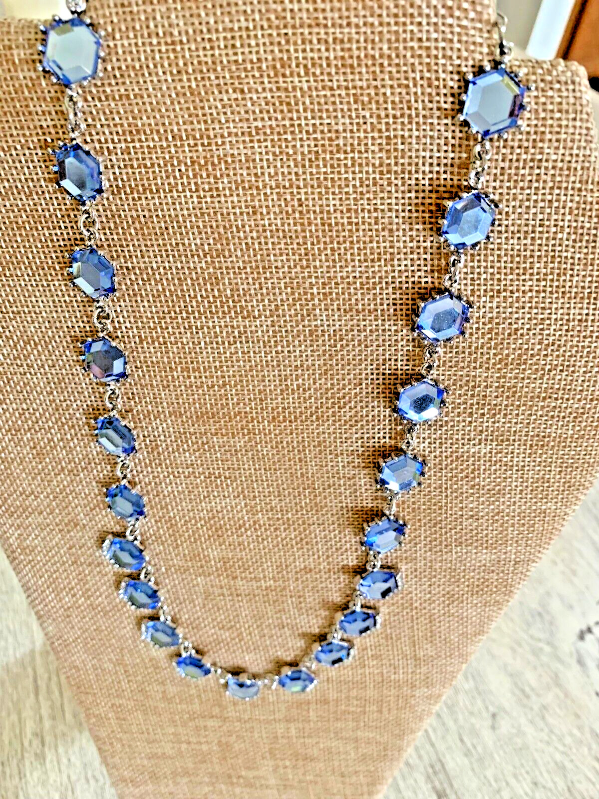 Lovita & Co 18″ Blue Crystal Necklace Set w Stud Earrings Wedding Set