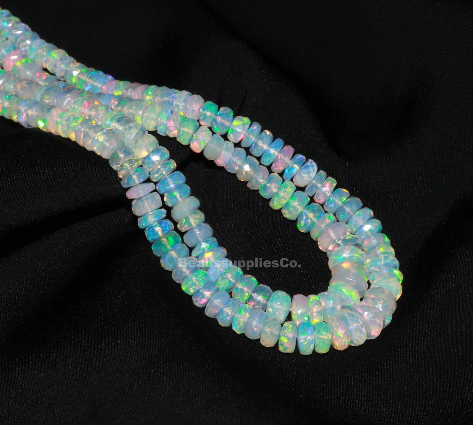 Faceted Ethiopian Opal Rondelle Beads: AAA+ Welo Opal