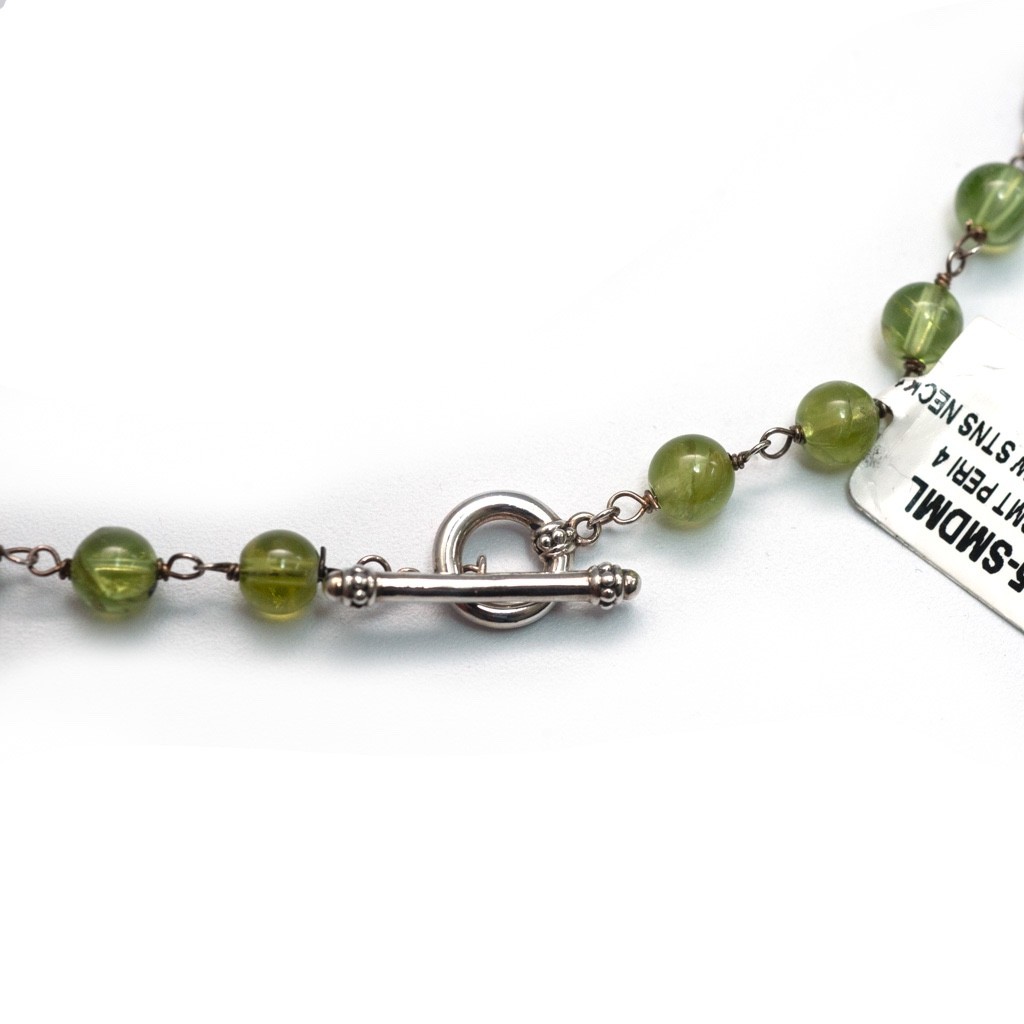 LAGOS Sterling Silver Caviar Icon Green Peridot 4mm Bead 5 Station Necklace 18″