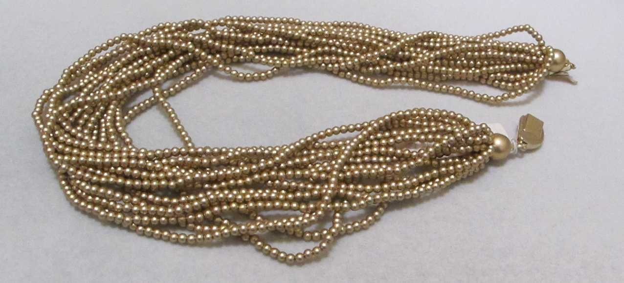 CAROLEE 16-Strand 17” Matte Gold Tone Beads Torsade Necklace $60 NWT