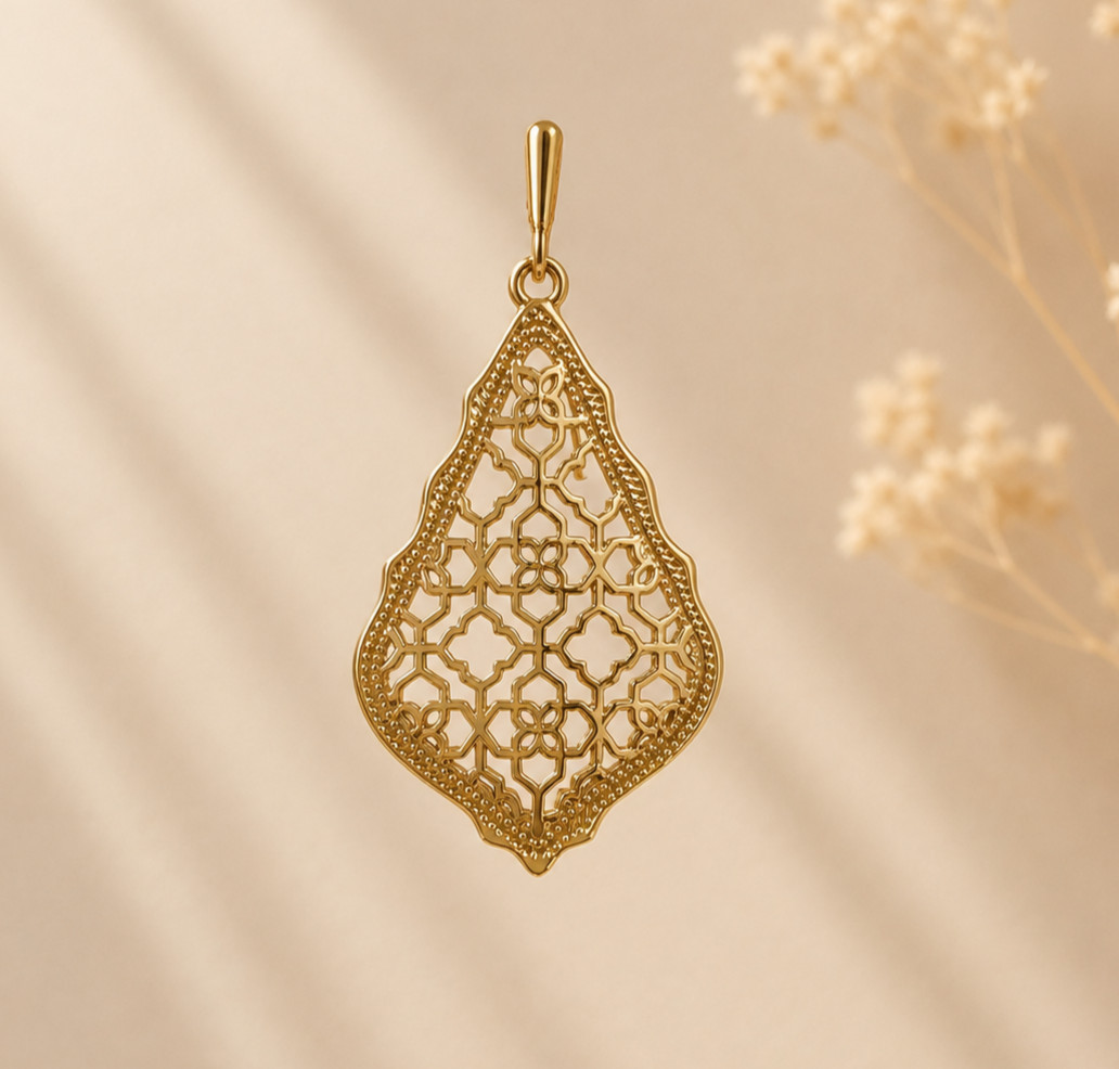 Kendra Scott 14K Gold Filigree Drop Earrings Teardrop Dangle Metal Statement New